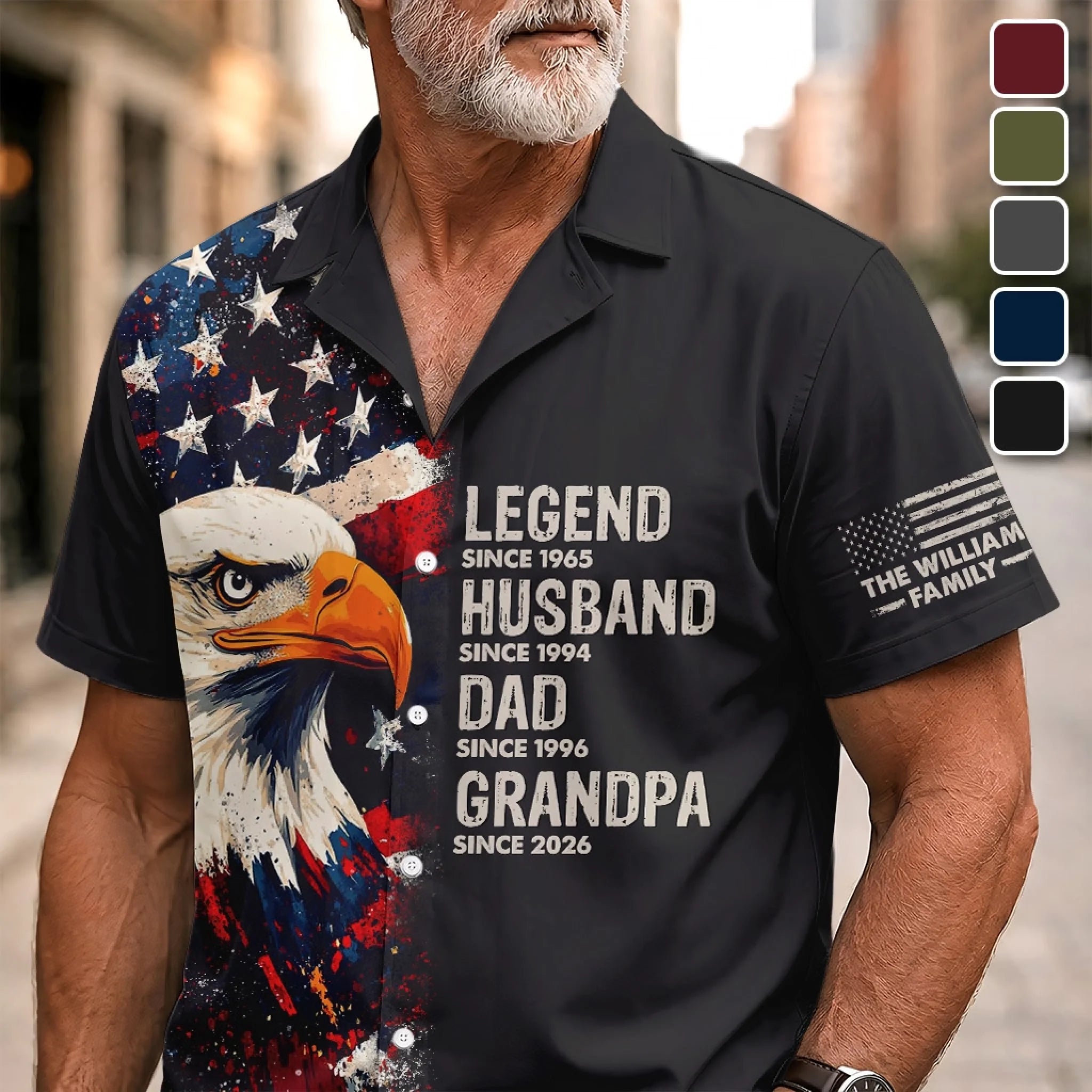Custom Unisex Tropical Hawaiian Aloha Shirt, Personalized America 250th Anniversary Father's Day Gift for Dad