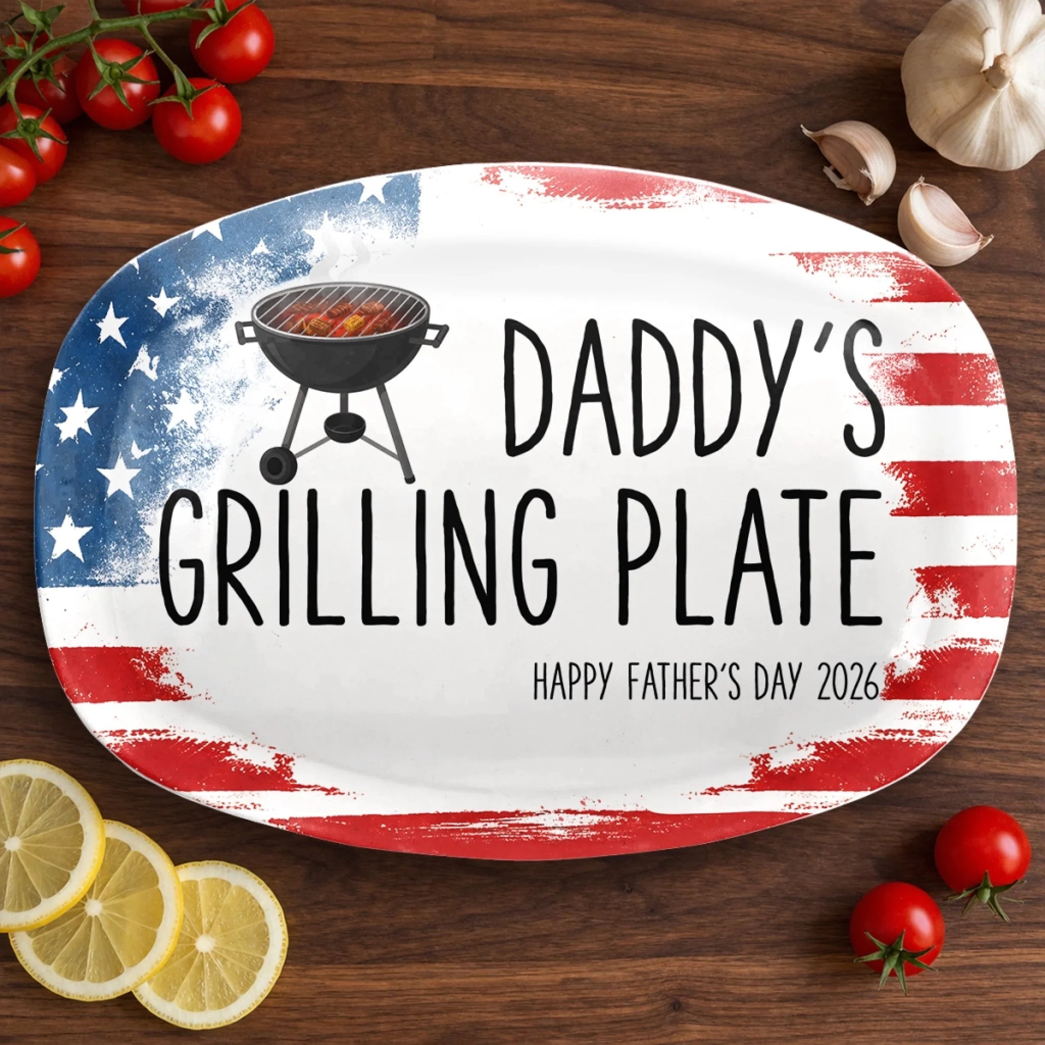 Custom Platter Personalized Father's Day or Birthday Gift for Dad and Grandpa Built on Food and Love