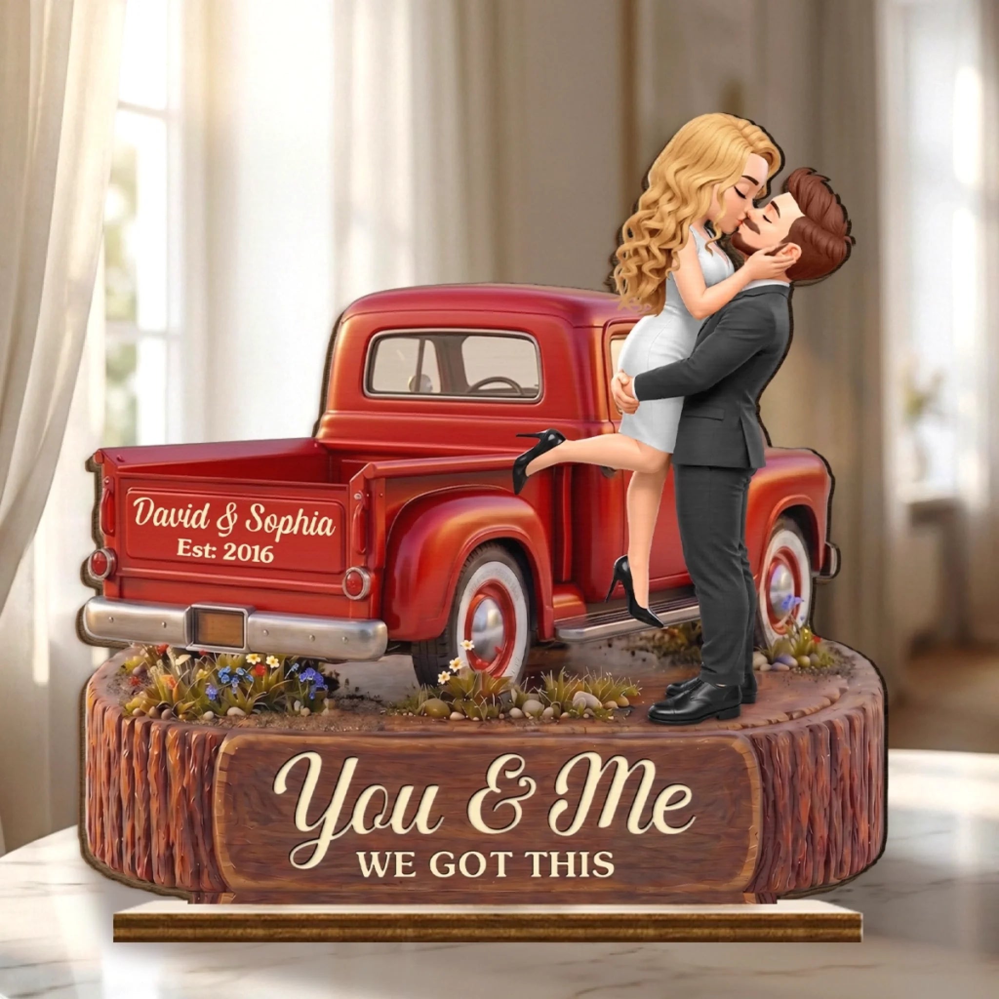 Custom 2-Layered Wooden Plaque Personalized Anniversary Wedding Gift for Husband and Wife