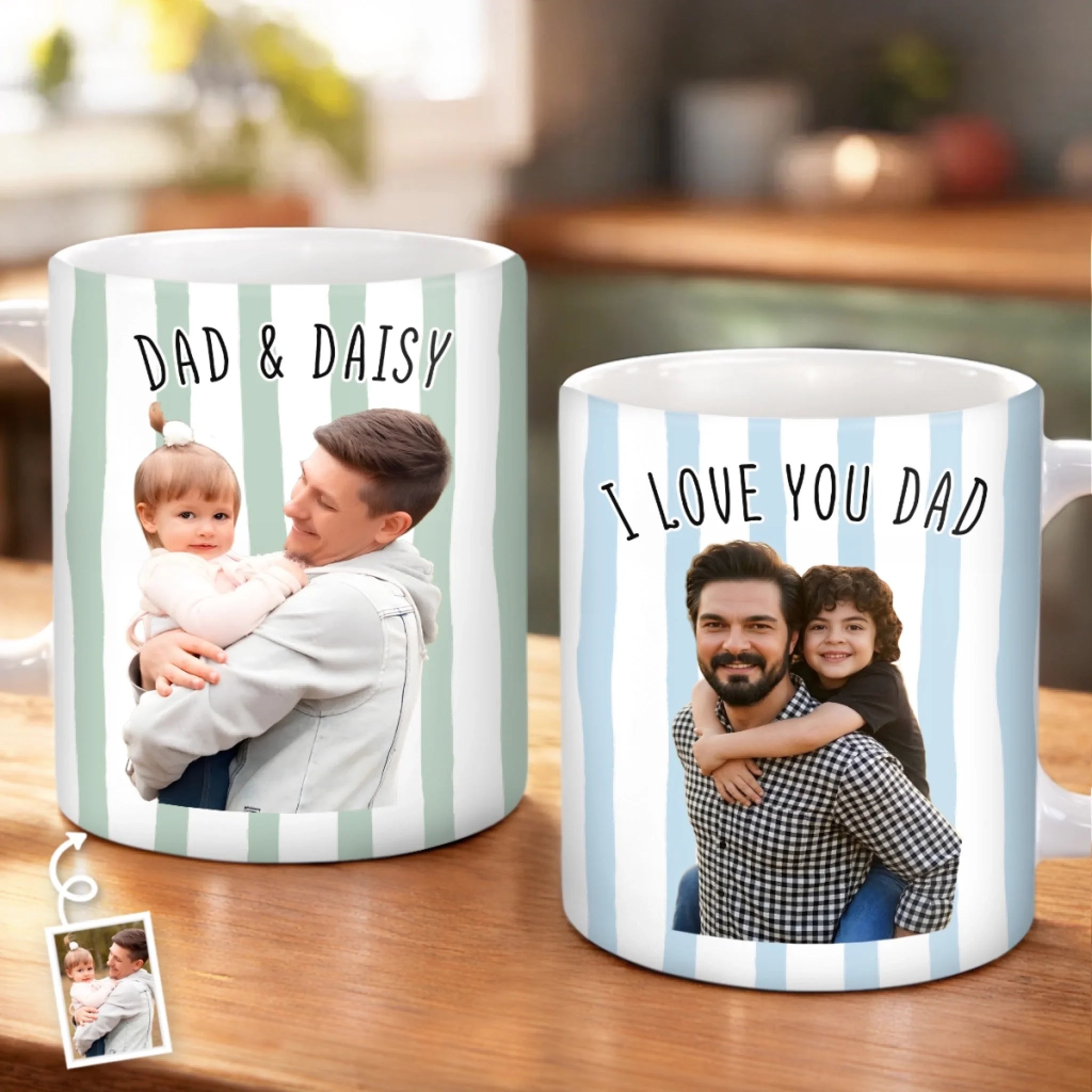 Custom Photo Mug Personalized Father's Day or Birthday Gift for Dad and Grandpa Family First Every Sip