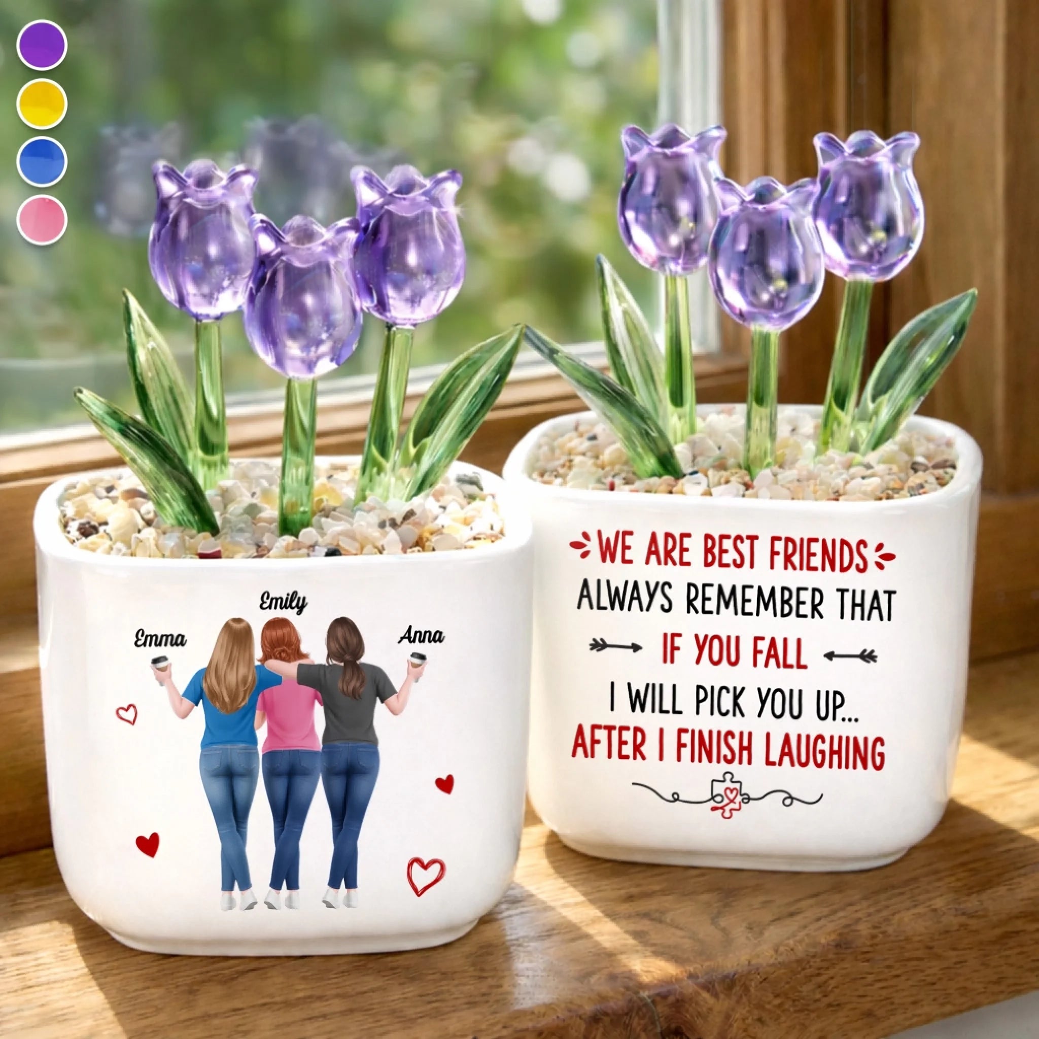 Custom Glass Everlasting Tulips Personalized Best Friend Birthday Gift for Women Sisters and BFF