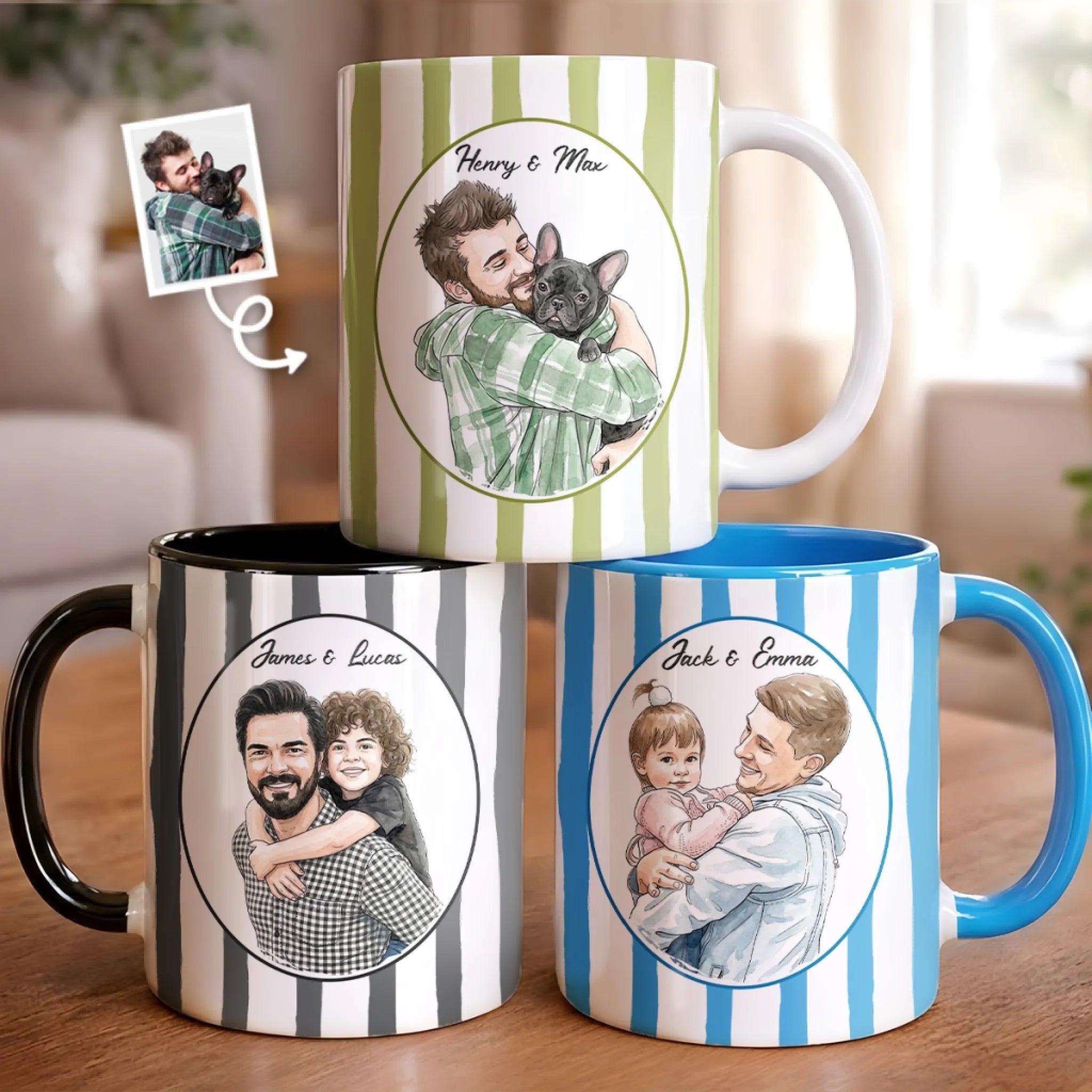 Custom Photo Accent Mug Personalized Father's Day or Birthday Gift for Dad or Grandpa Legendary Dad Energy