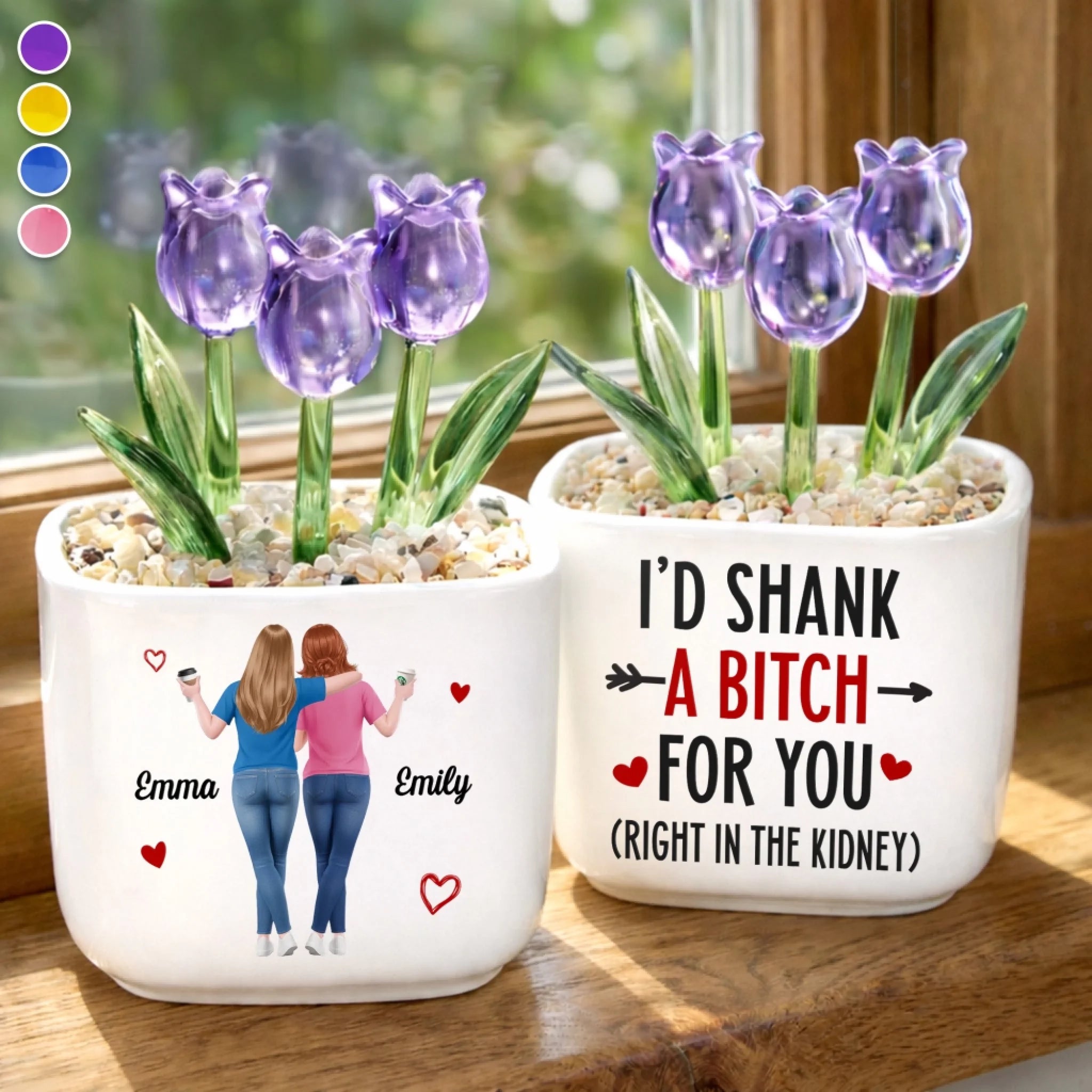 Custom Glass Everlasting Tulips Personalized Best Friend Birthday Gift for Women Sisters and BFF