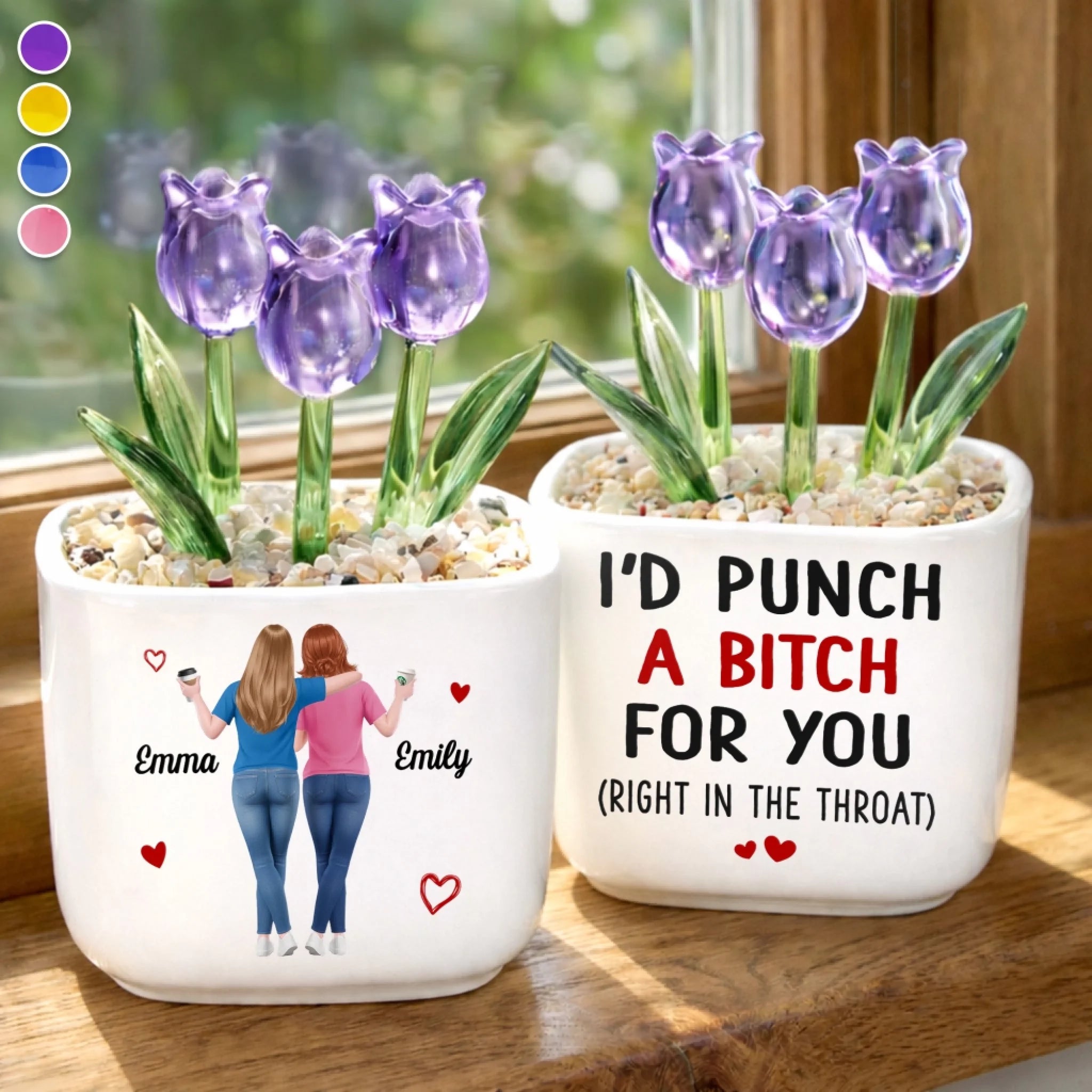 Custom Glass Everlasting Tulips Personalized Birthday Gift for Best Friends Sisters and BFFs