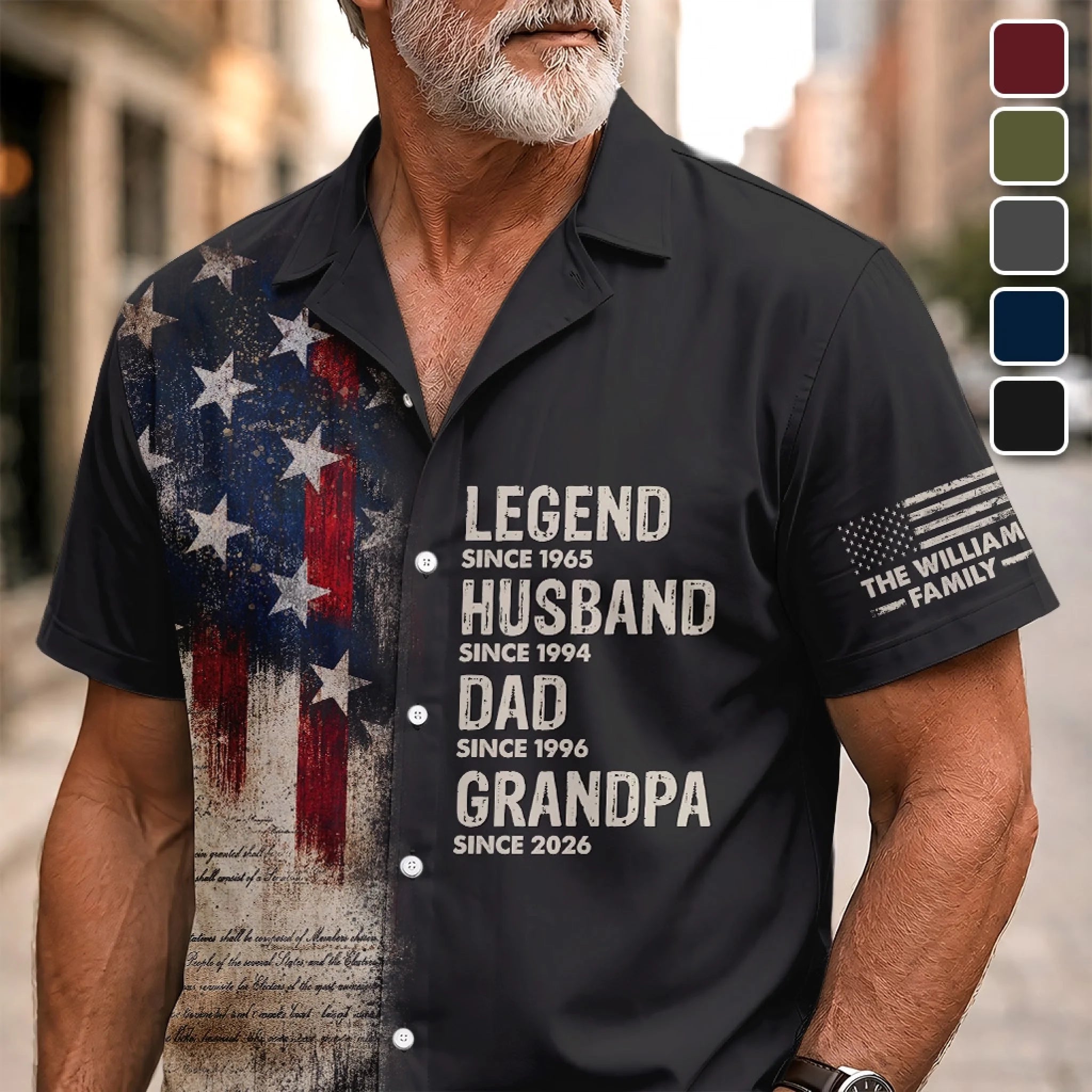 Custom Unisex Tropical Hawaiian Aloha Shirt, Personalized America 250th Anniversary Father's Day Gift for Dad or Grandpa