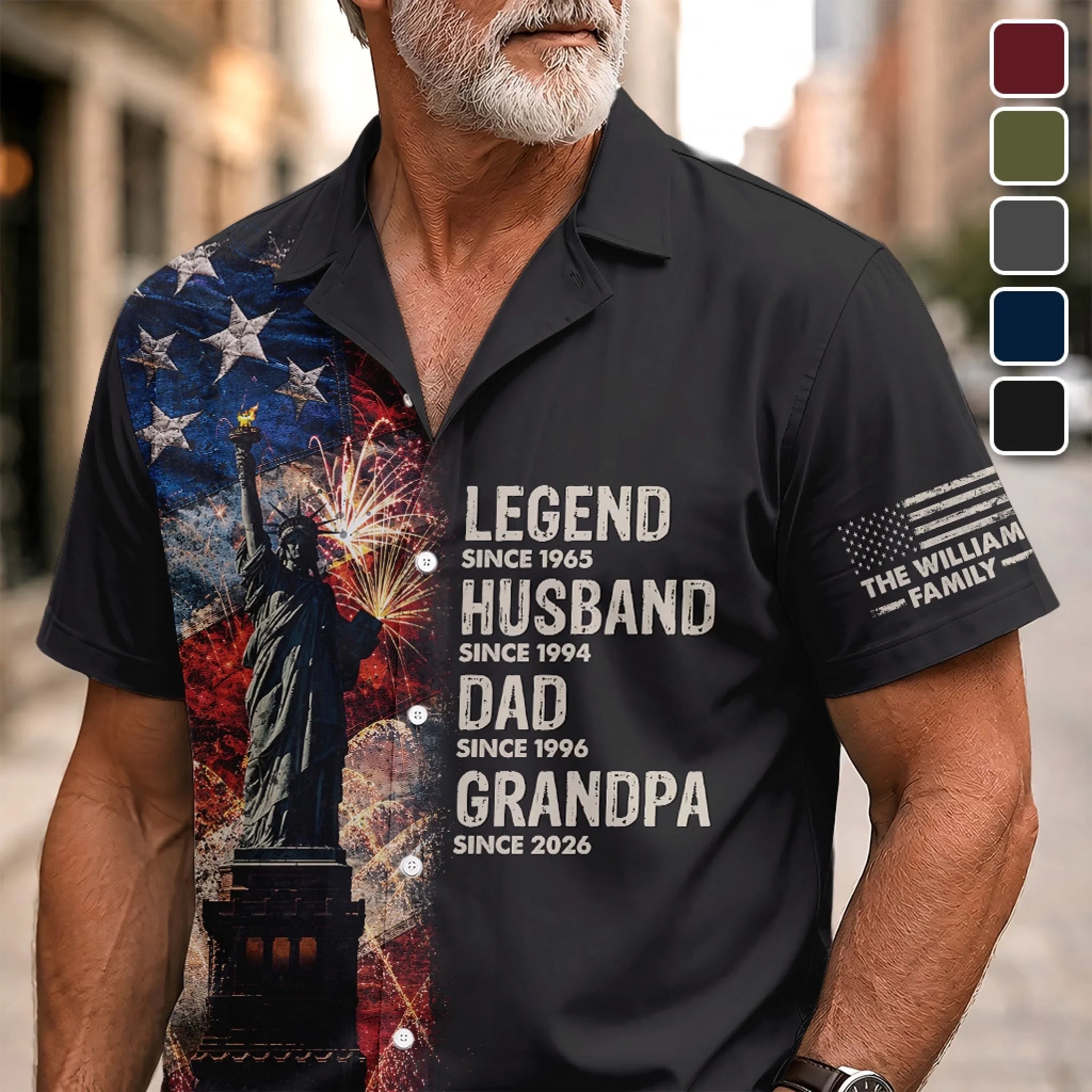 Custom Unisex Tropical Hawaiian Aloha Shirt, Personalized America 250th Anniversary Gift for Dad or Grandpa