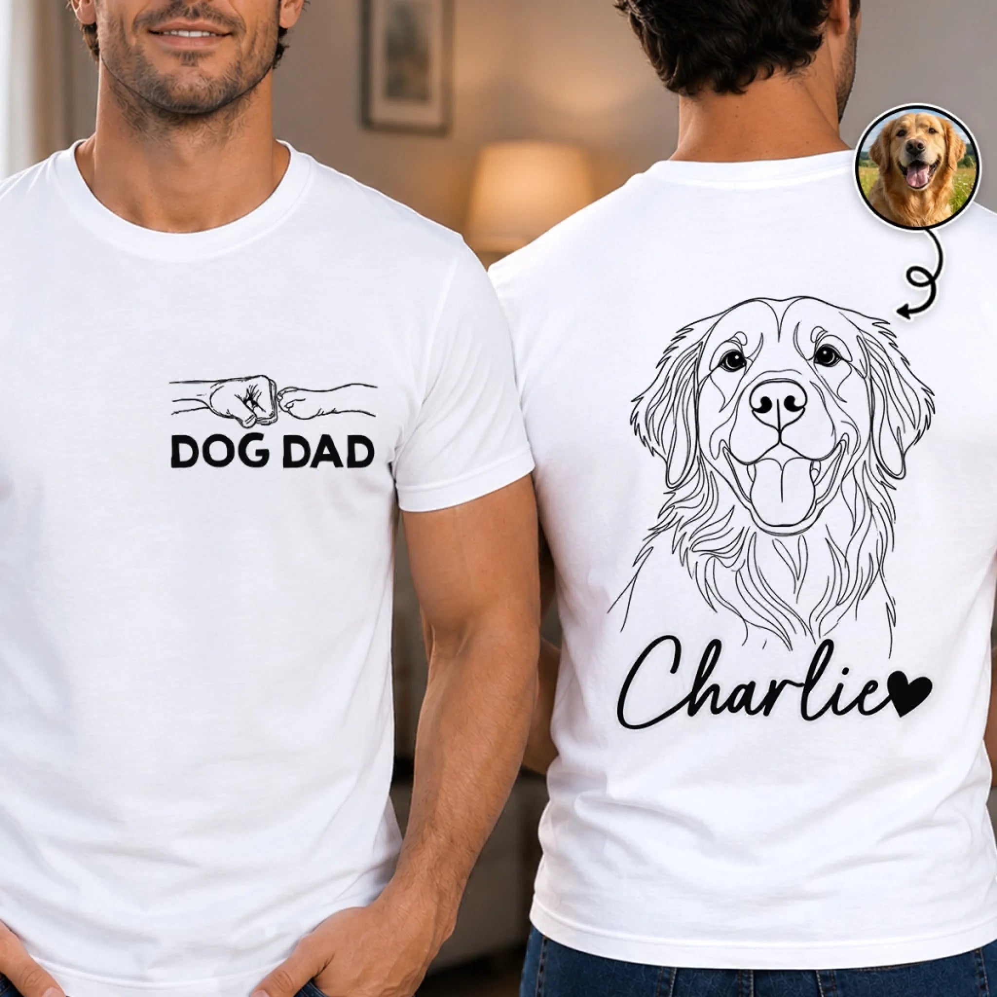 Custom Photo Unisex T-Shirt, Personalized Dog Cat Lover Gift for Father's Day or Birthday