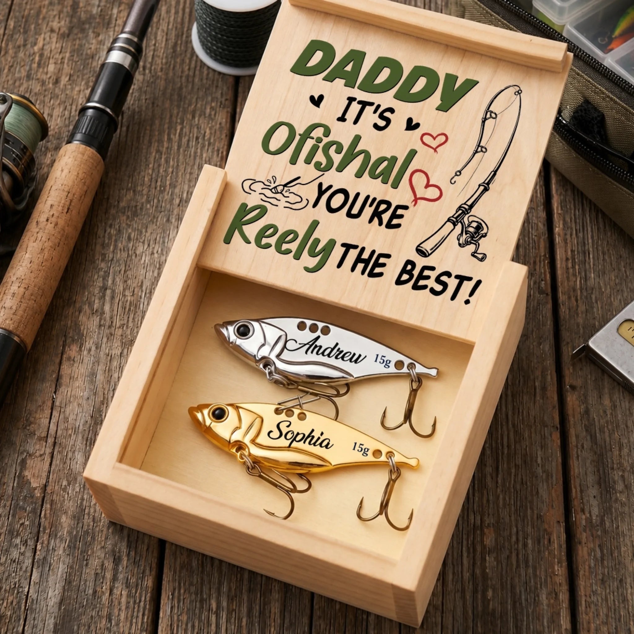 Custom Fishing Lure Personalized Father’s Day Gift for Fisherman Dad Grandpa Lake Days