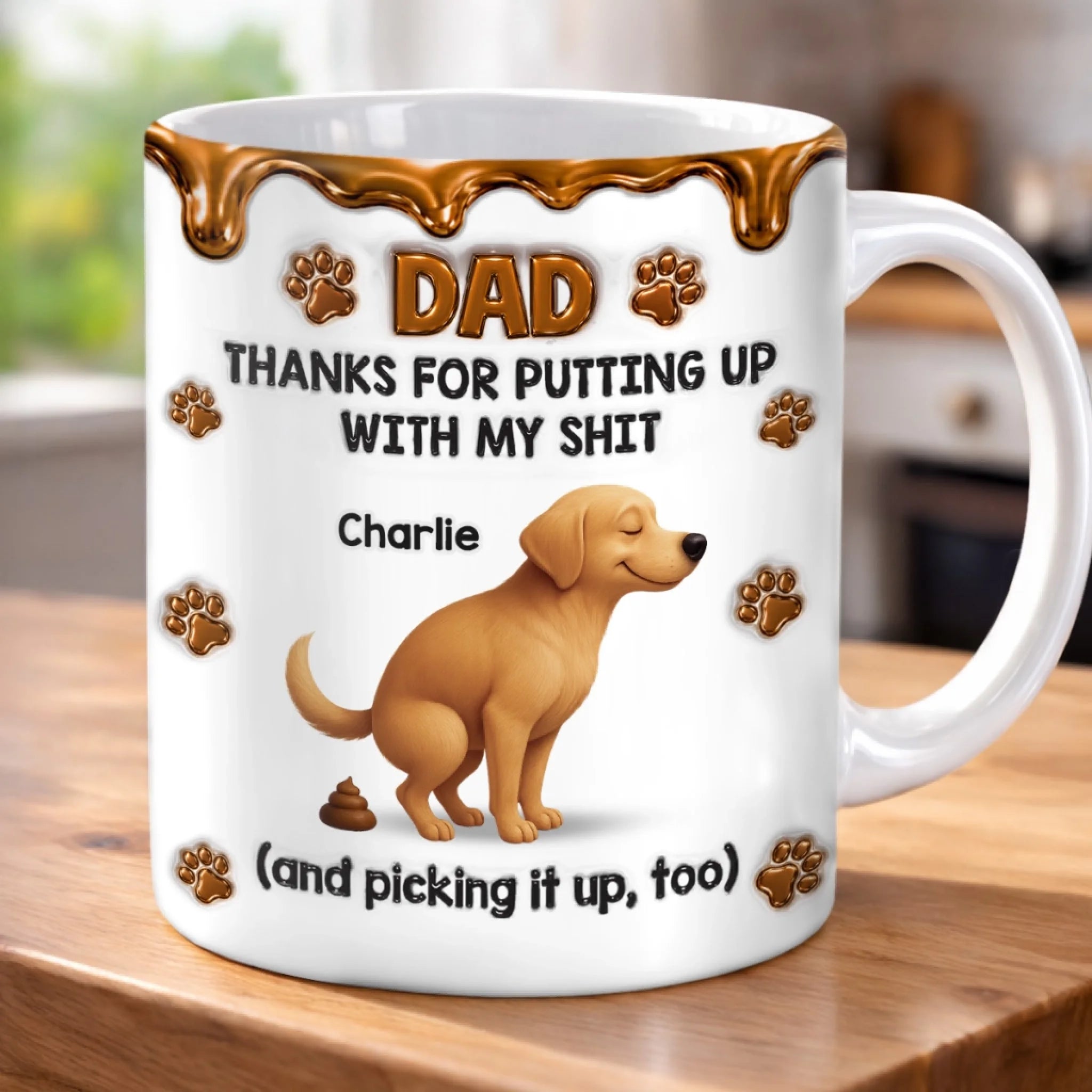 You're the Best Servant Custom 3D Inflated Effect Mug, Personalized Dog Dad Father's Day Gift