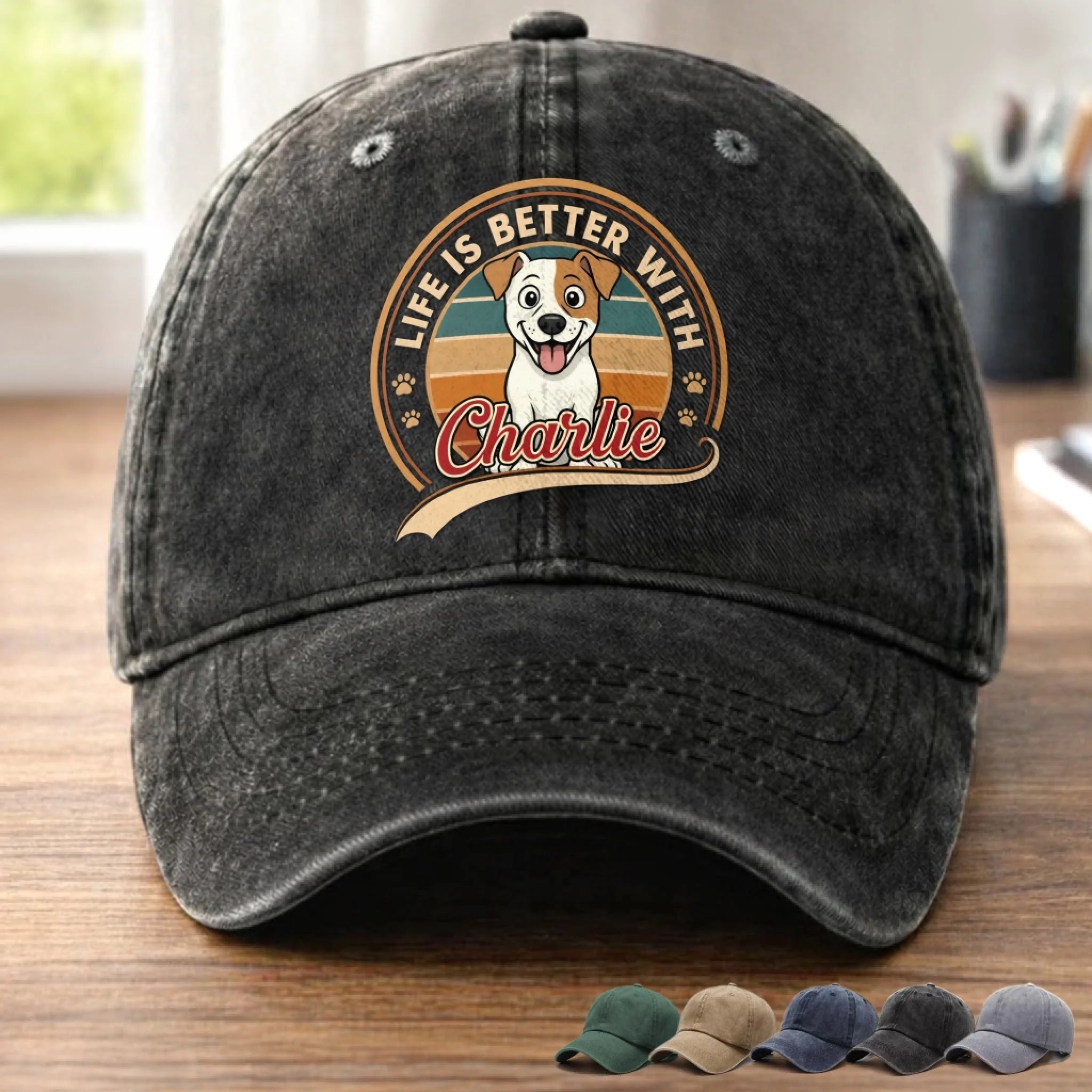 Custom Washed Cotton Cap for Dog Dads and Cat Owners, Personalized Father’s Day Pet Lover Gift