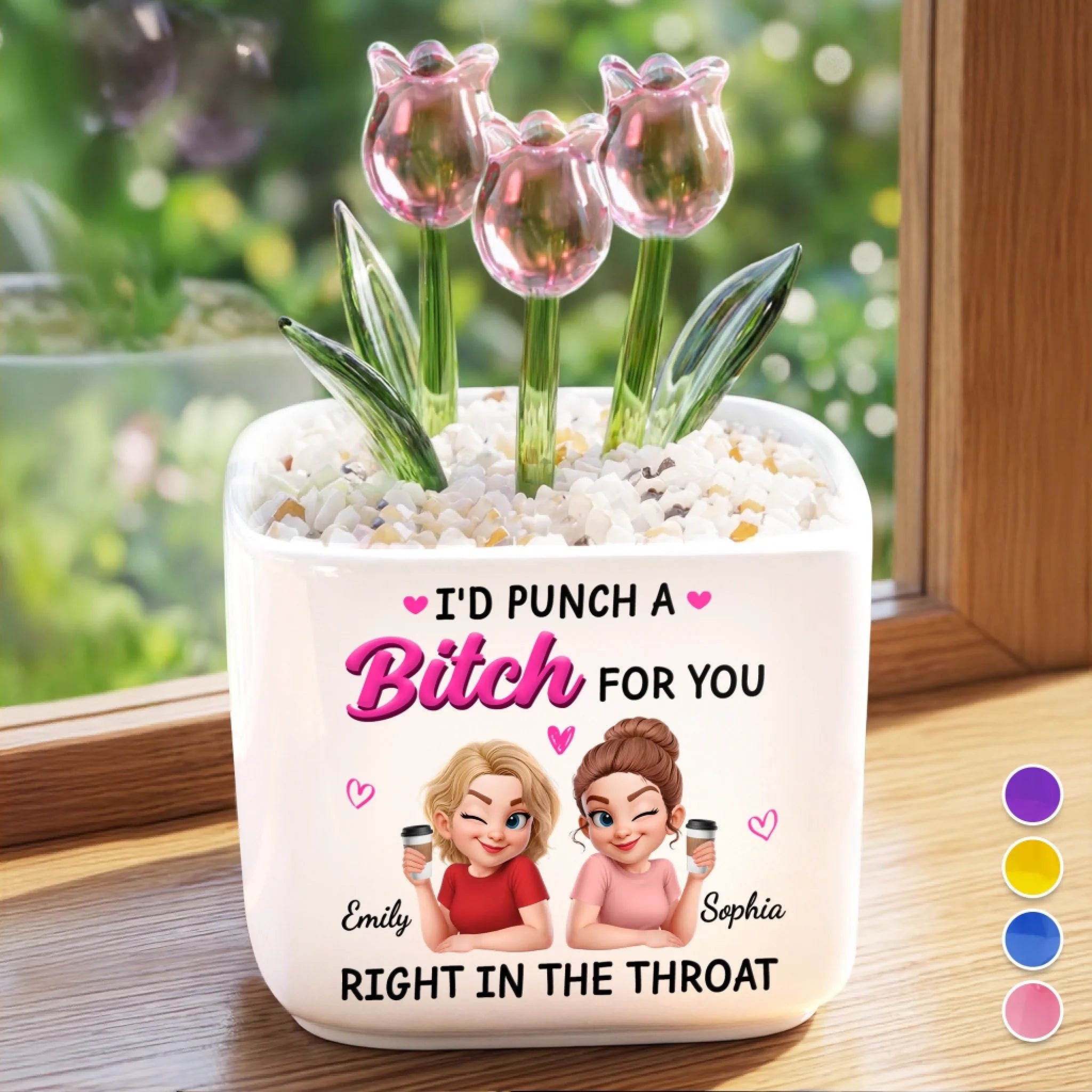 Custom Glass Everlasting Tulips Personalized Birthday Gift for Best Friends Sisters and BFFs