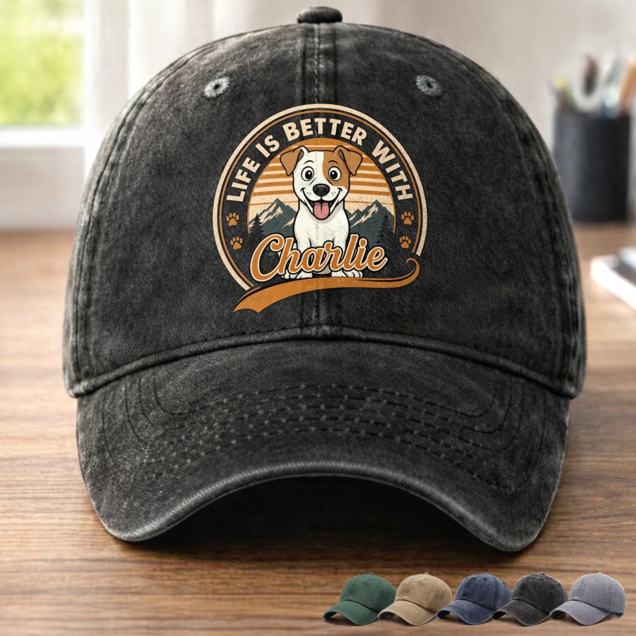 Custom Washed Cotton Cap for Dog Dads and Cat Owners, Personalized Father’s Day Pet Lover Gift