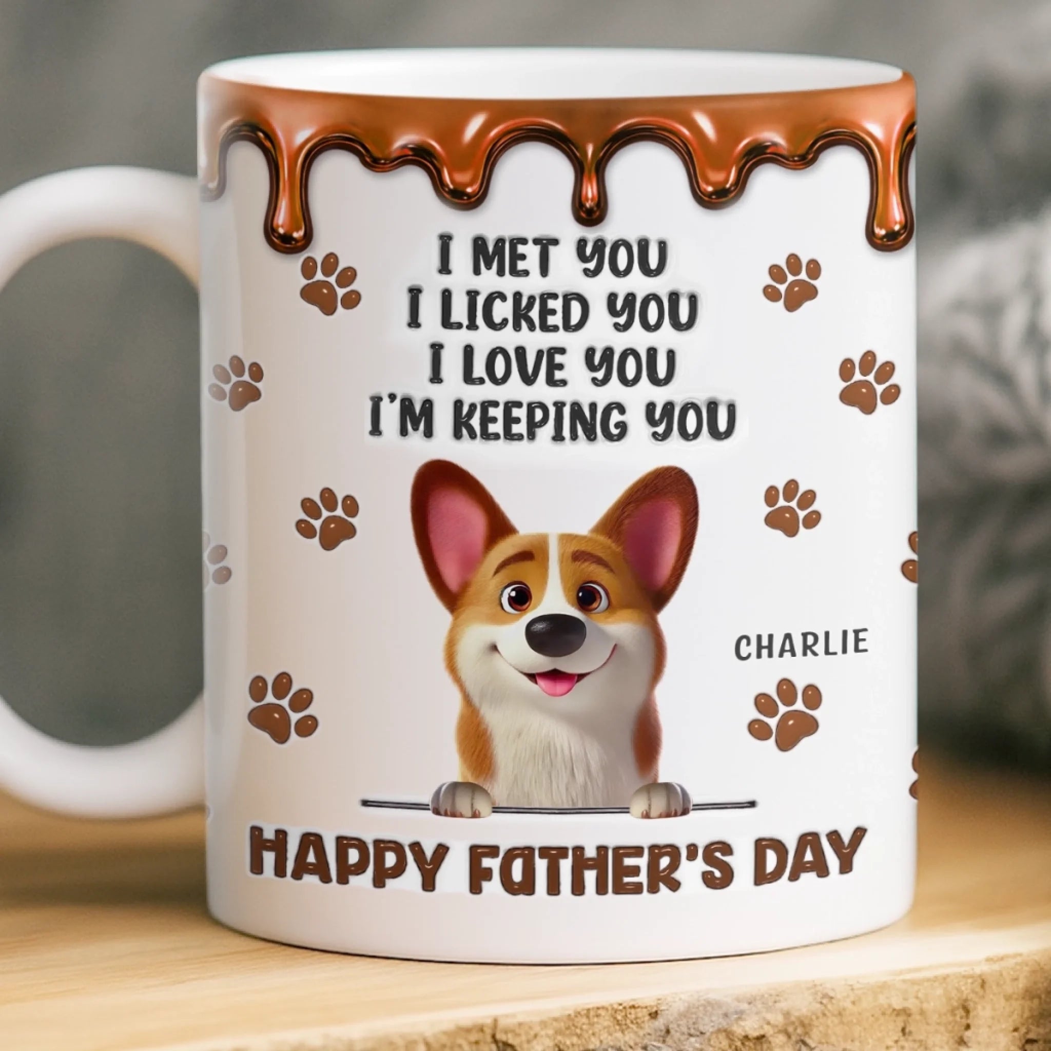 Custom 3D Inflated Effect Printed Mug, Personalized Father’s Day Gift for Dog or Cat Lovers