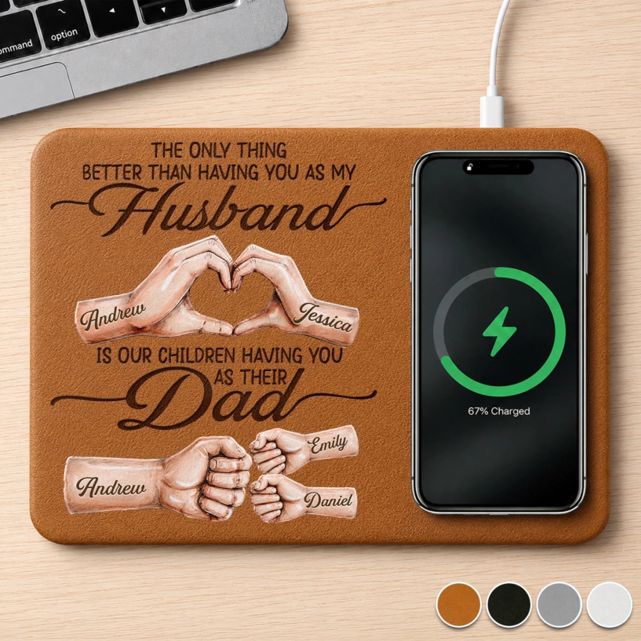 Personalized Charging Mat for Dad or Grandpa, Custom Father’s Day Birthday Gift