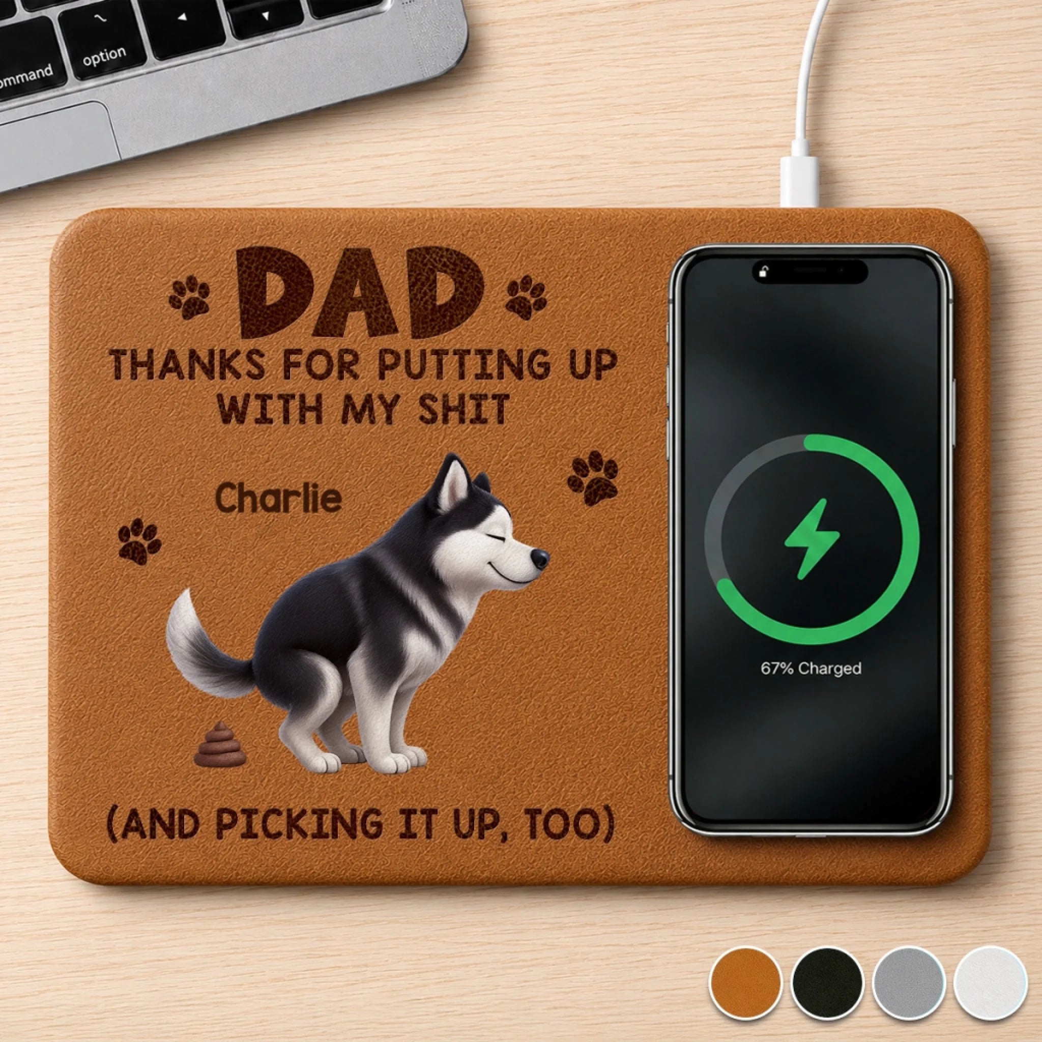 Custom Charging Mat for Dog Cat Lovers, Personalized Father’s Day Birthday Gift for Pet Parents