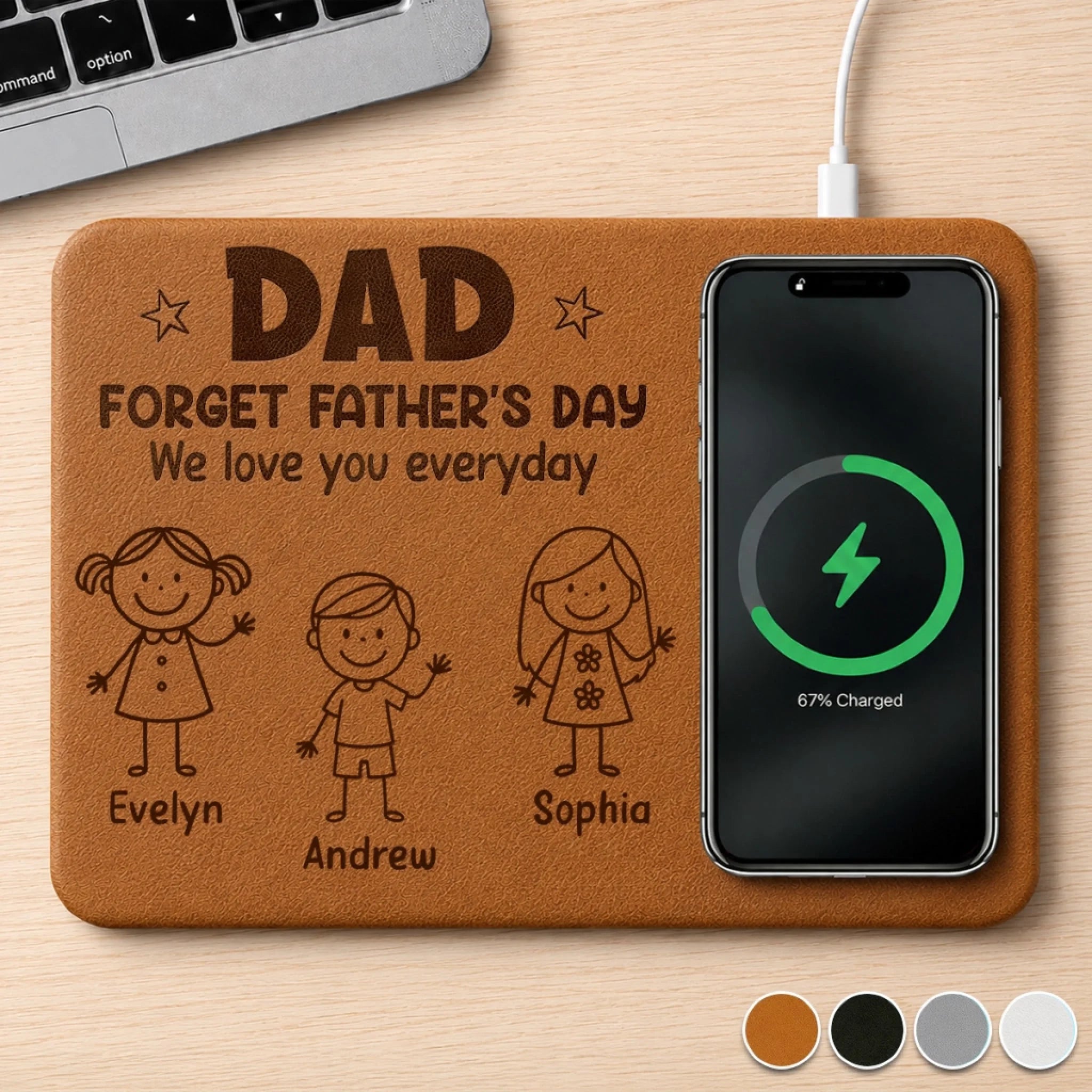 Custom Charging Mat Personalized Father's Day Birthday Gift for Dad or Grandpa Forever Proud of Dad