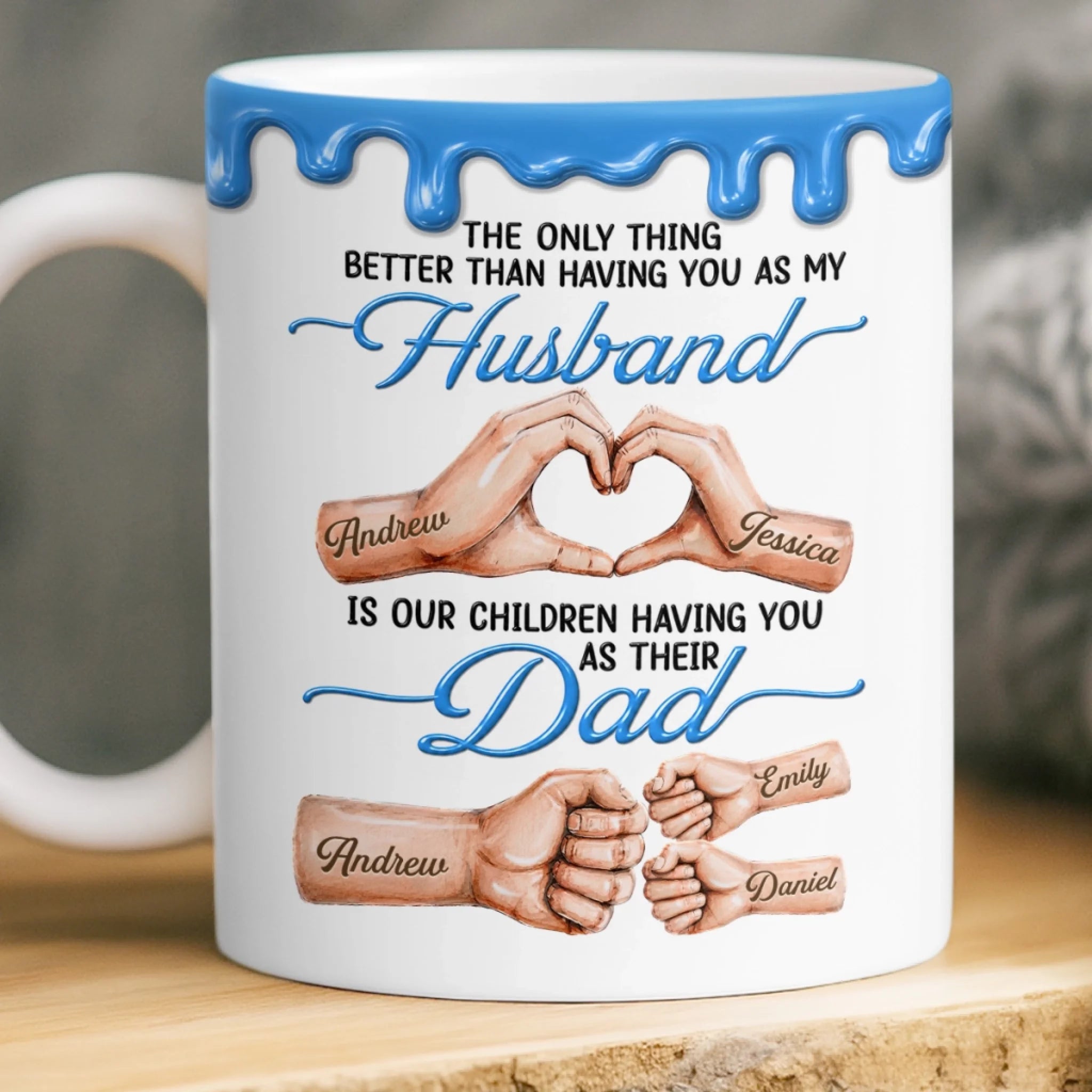 Personalized 3D Inflated Effect Printed Mug, Custom Father's Day Gift for Dad Grandpa or Husband