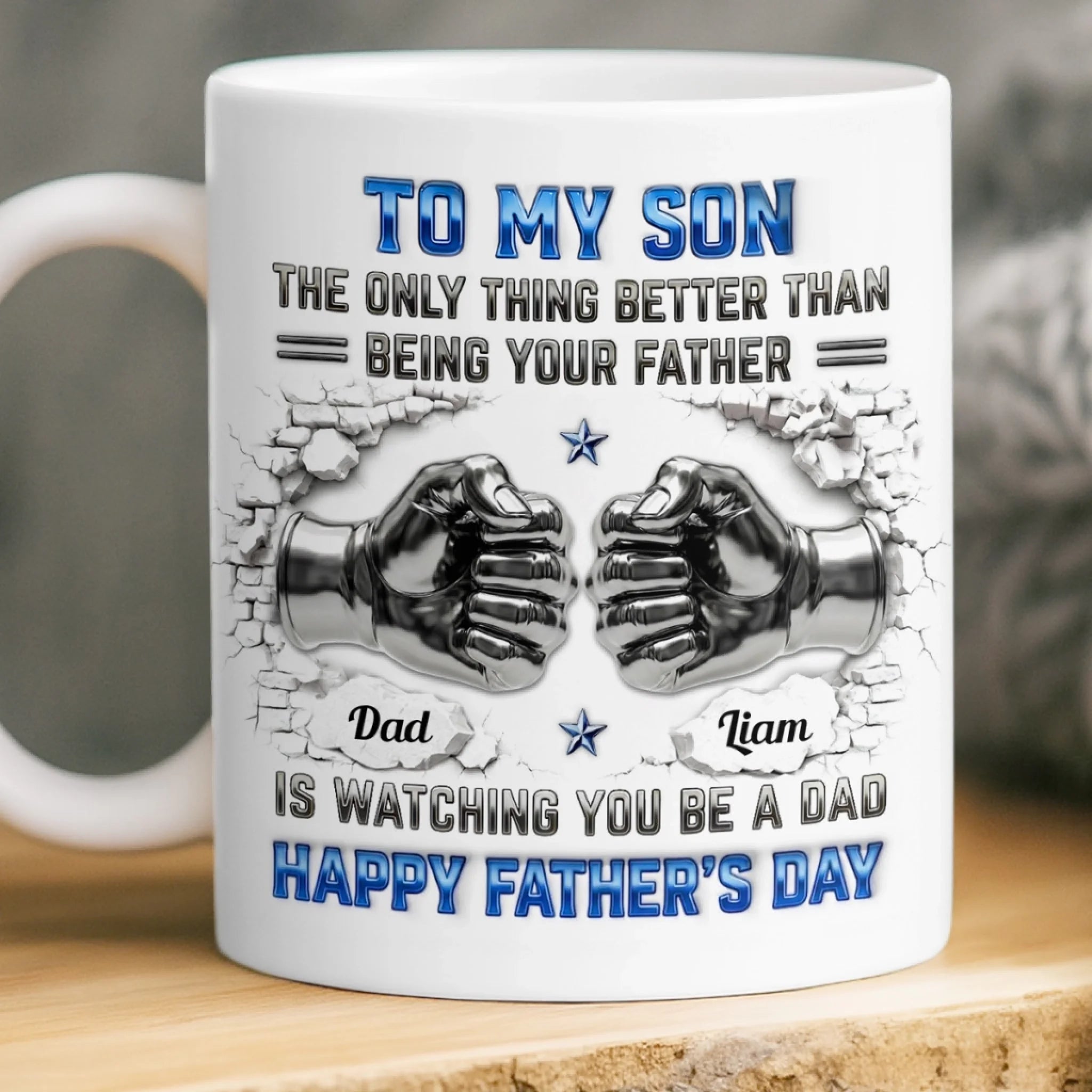 Personalized 3D Inflated Effect Printed Mug, Strong Roots Strong Bond Gift for Son, Father's Day or Birthday
