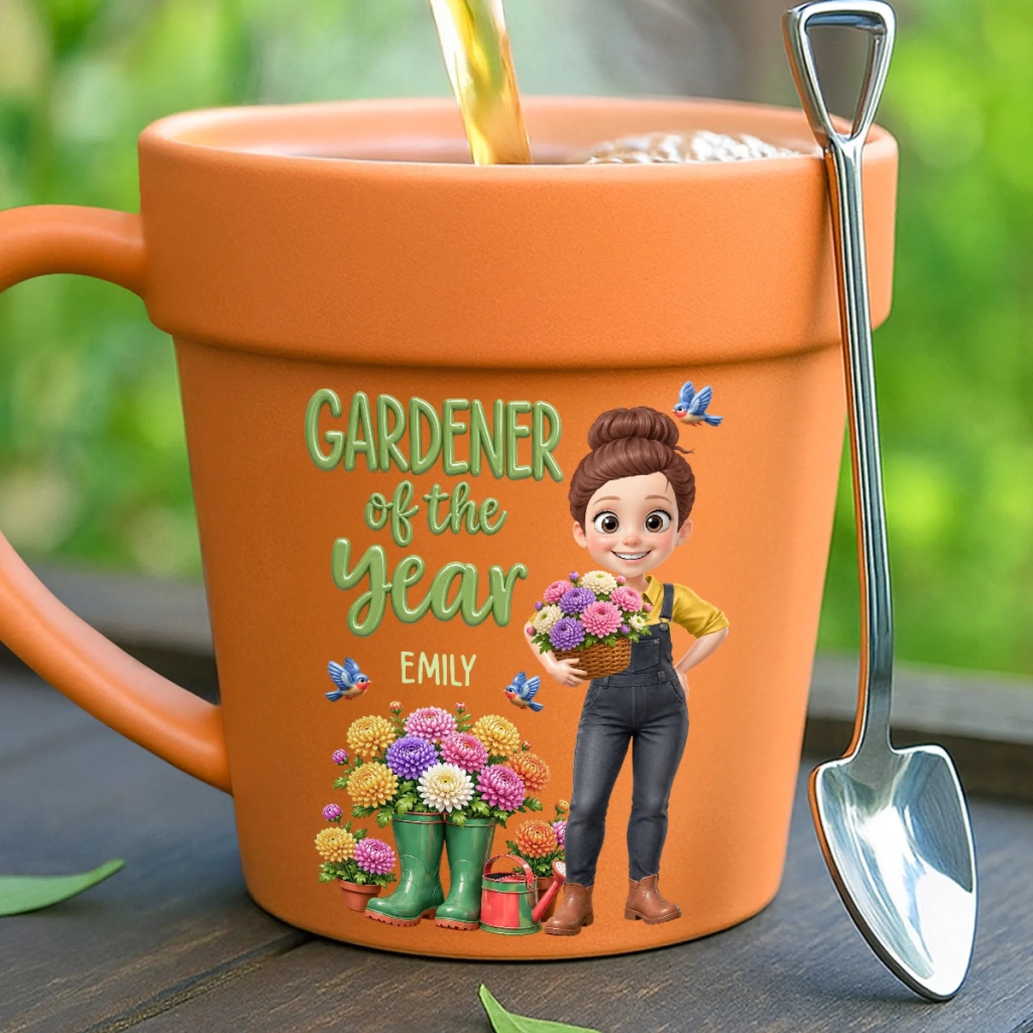 Custom Plant Pot Ceramic Mug, Personalized Birthday Garden Gift for Gardeners and Plant Moms