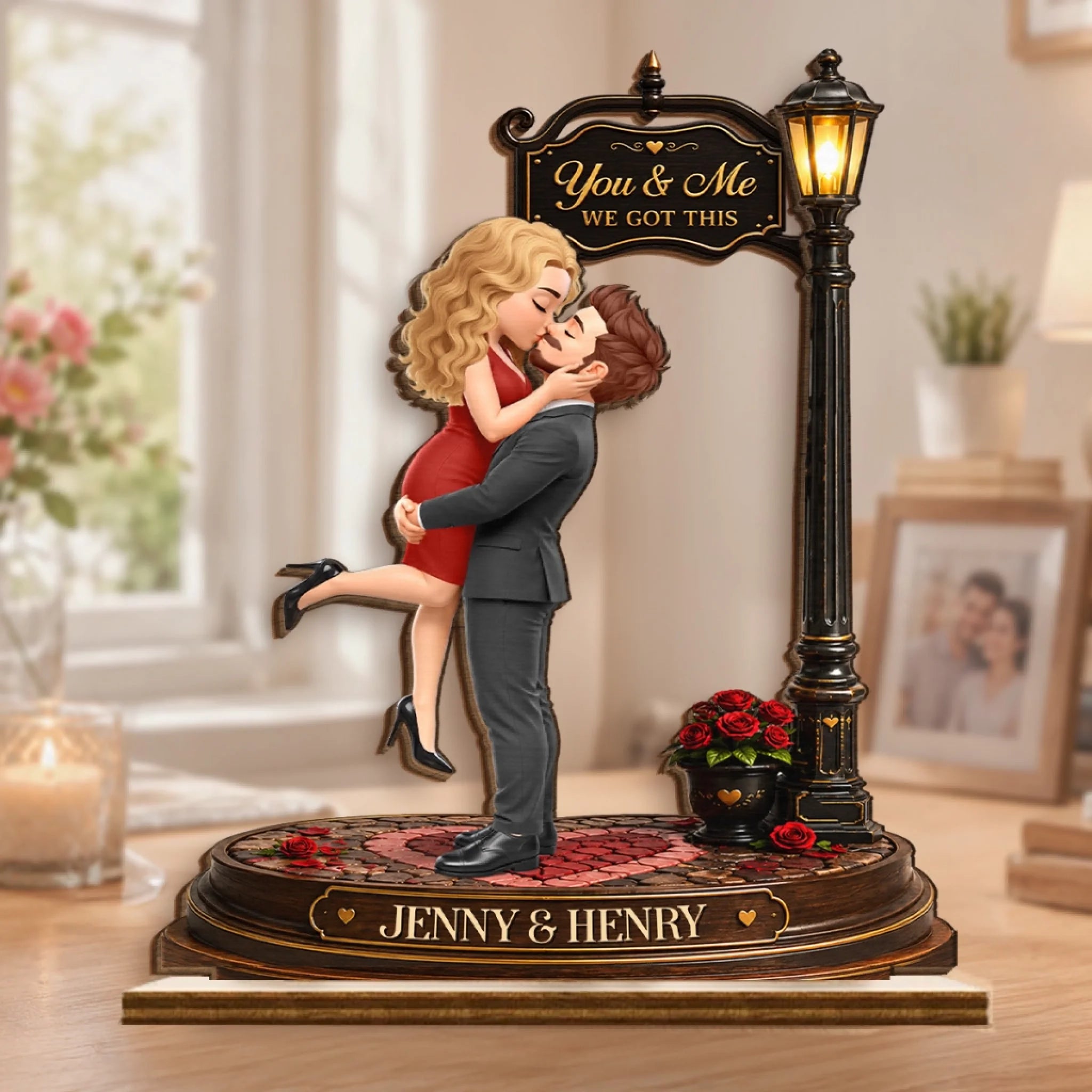 Custom 2-Layered Wooden Plaque, Personalized Anniversary Wedding Gift for Couples