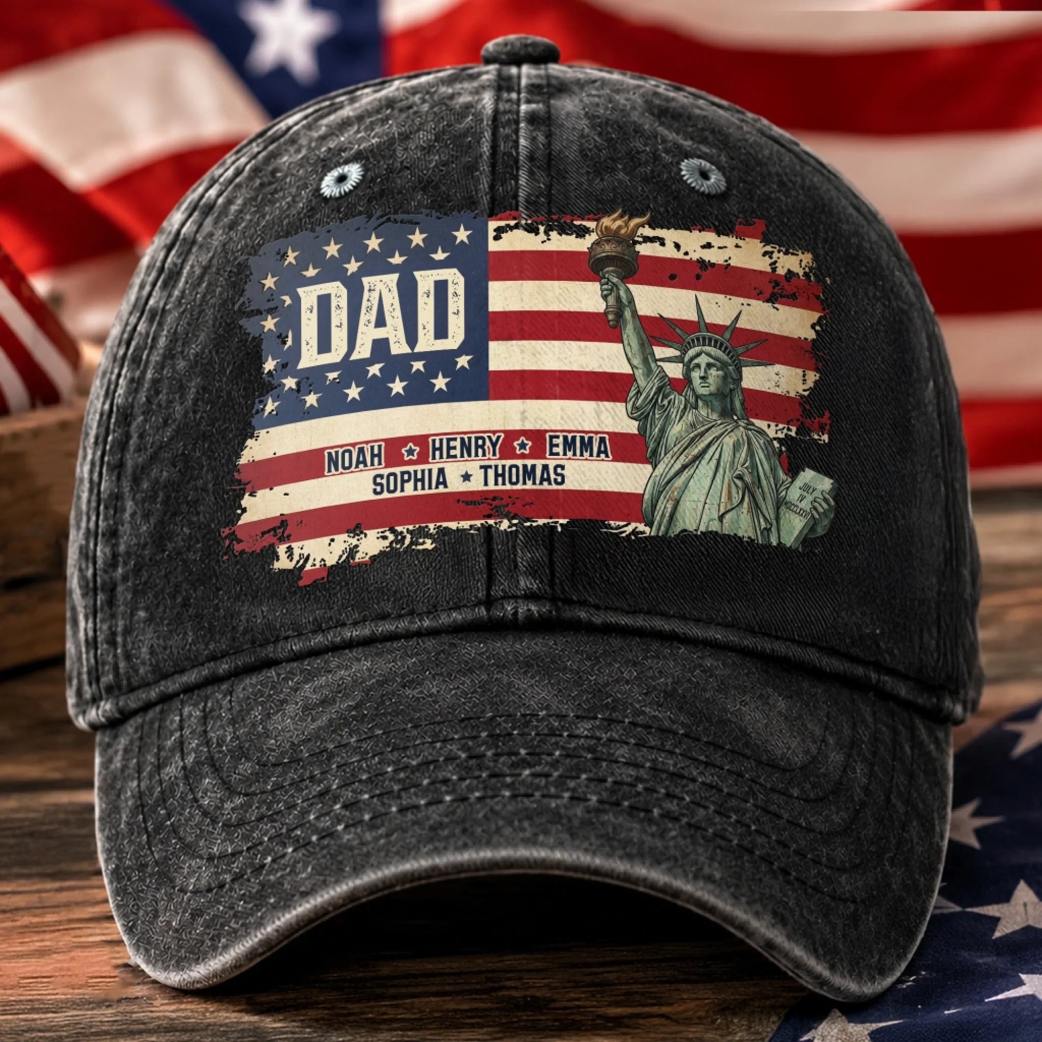 Custom Washed Baseball Cap, Personalized Father’s Day Birthday Gift for Dad or Grandpa