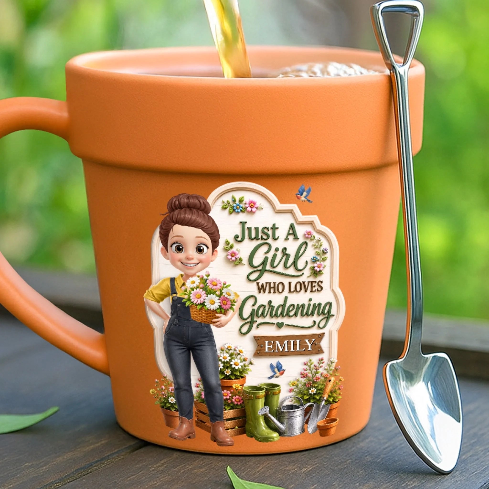 Custom Plant Pot Ceramic Mug, Personalized Birthday Garden Gift for Gardeners and Plant Lovers
