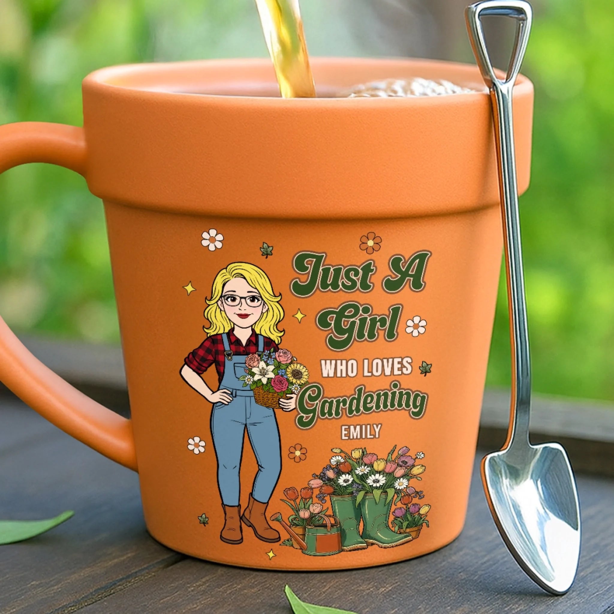 Custom Plant Pot Ceramic Mug, Personalized Birthday Garden Gift for Gardeners