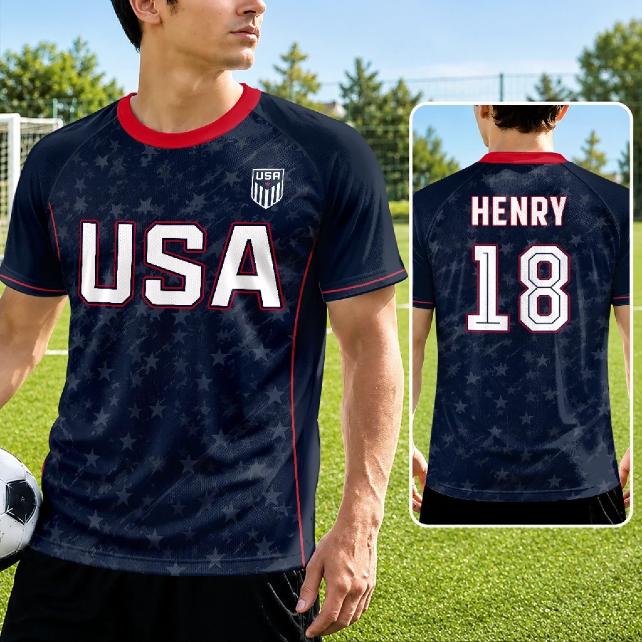 Custom Men's USA 2026 Jersey Shirt, Personalized Soccer Birthday Gift for Sports Fans