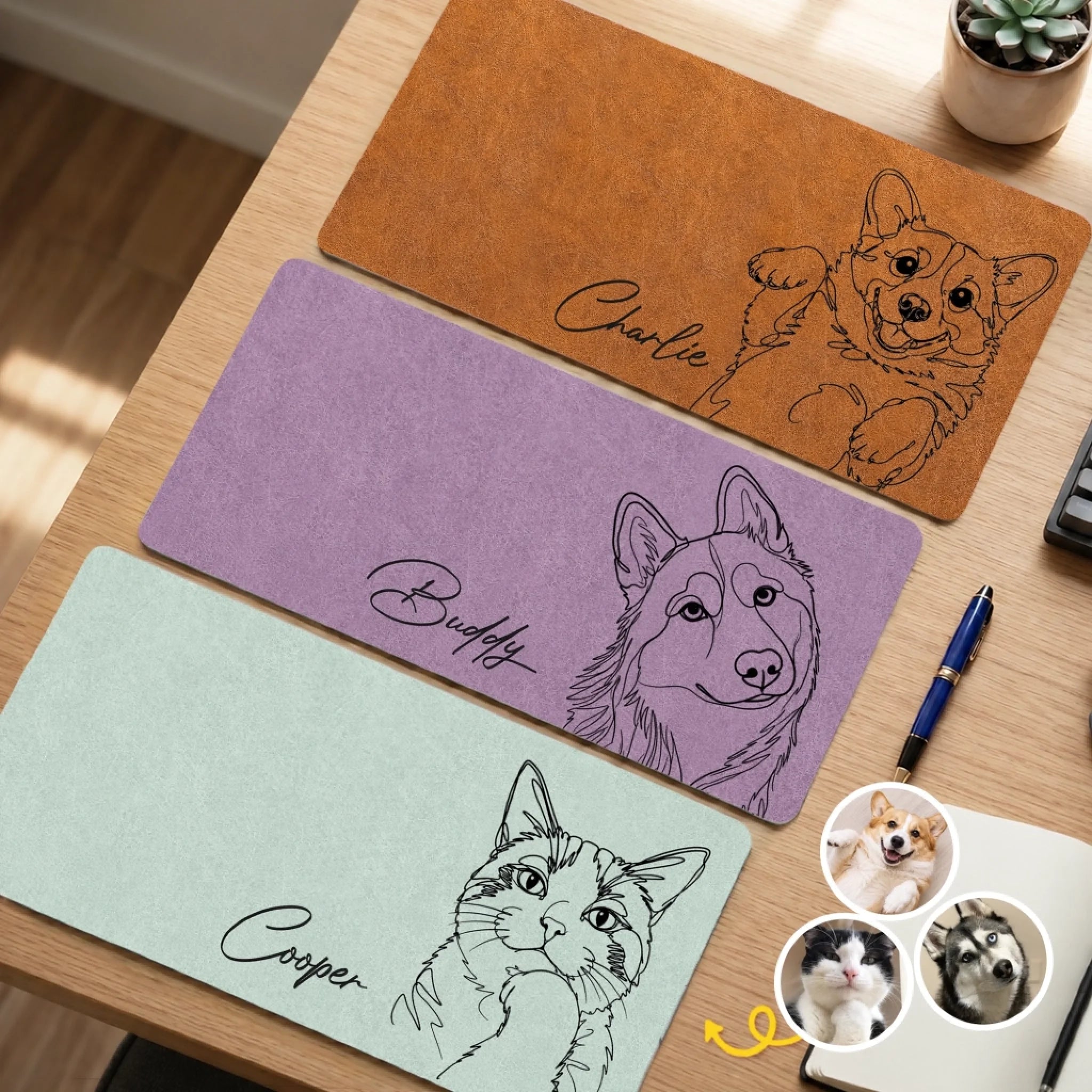 Custom Photo Desk Mat, Personalized Father’s Day or Birthday Gift for Dog and Cat Lovers