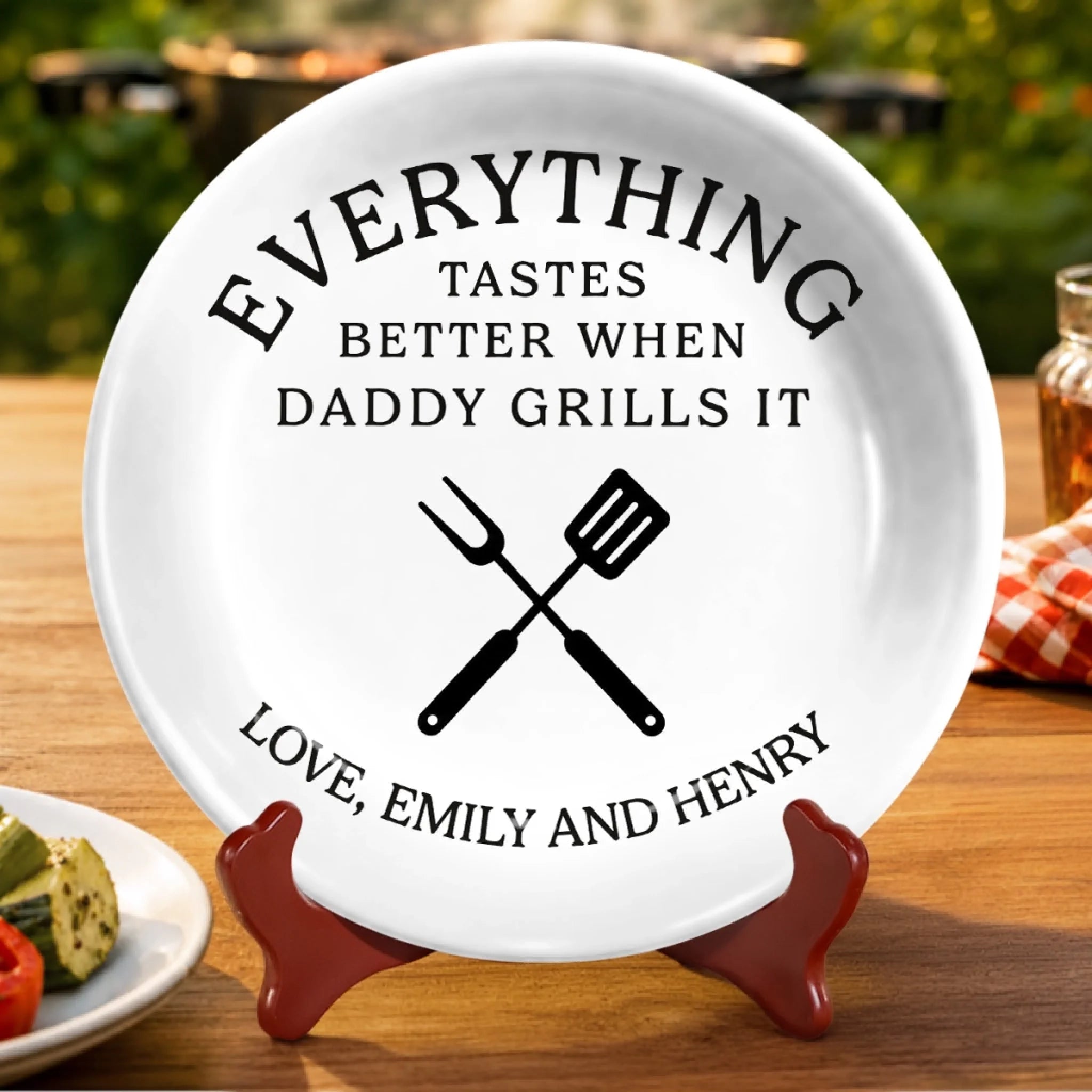 Custom Ceramic Plate Personalized Father’s Day or Birthday Gift for Dad and Grandpa