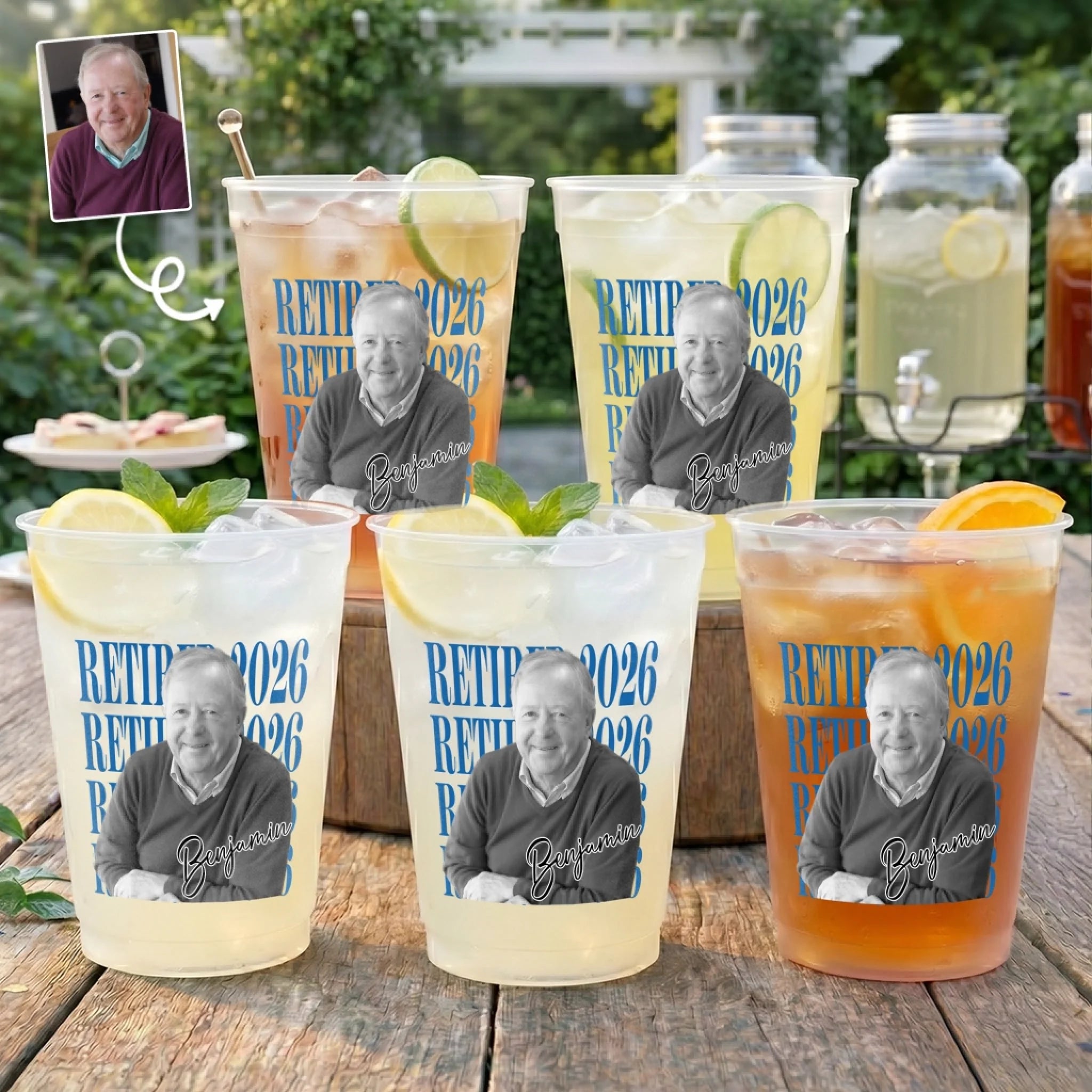 Custom Photo Party Cups Personalized Retirement Gifts Goodbye Tension Hello Pension