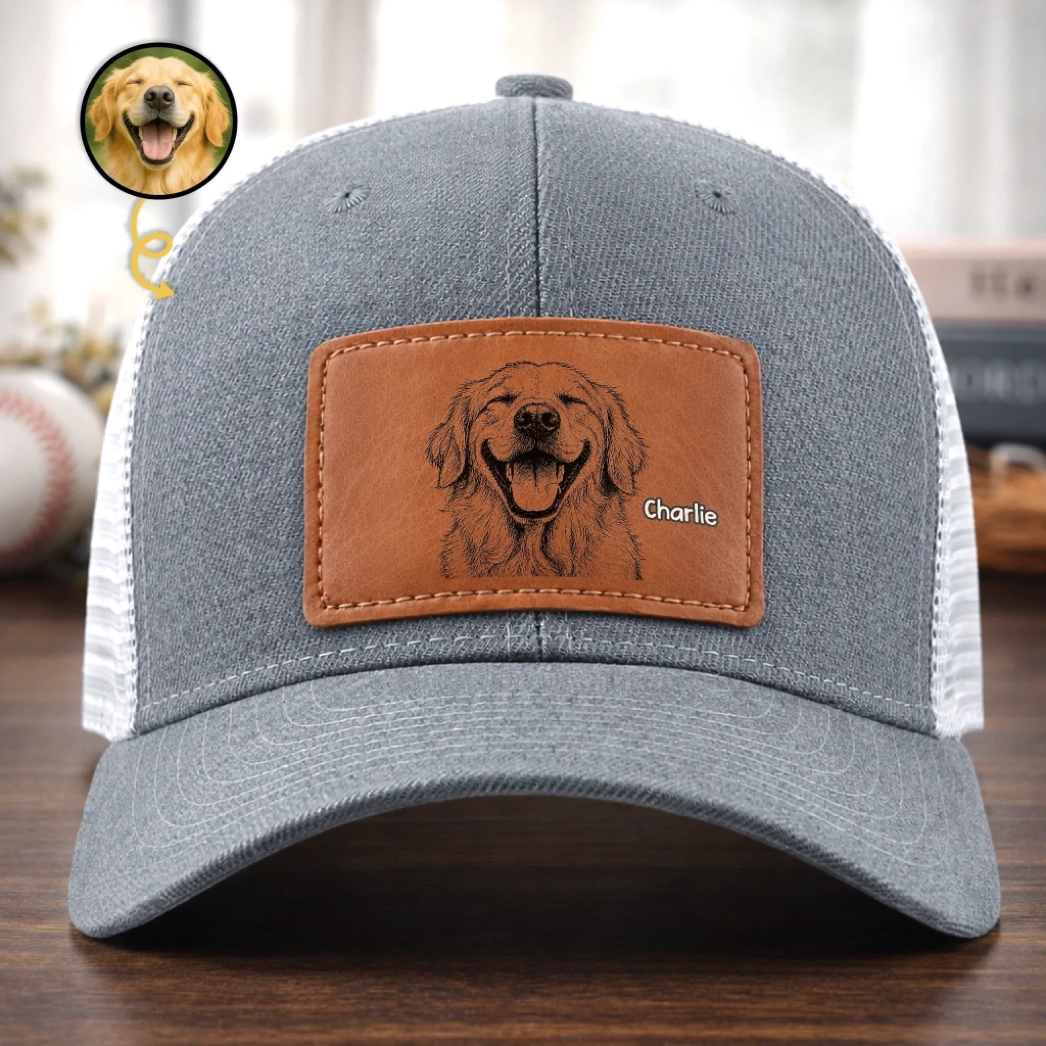 Custom Photo Leather Patch Hat for Dog & Cat Lovers, Personalized Birthday Gift for Pet Parents