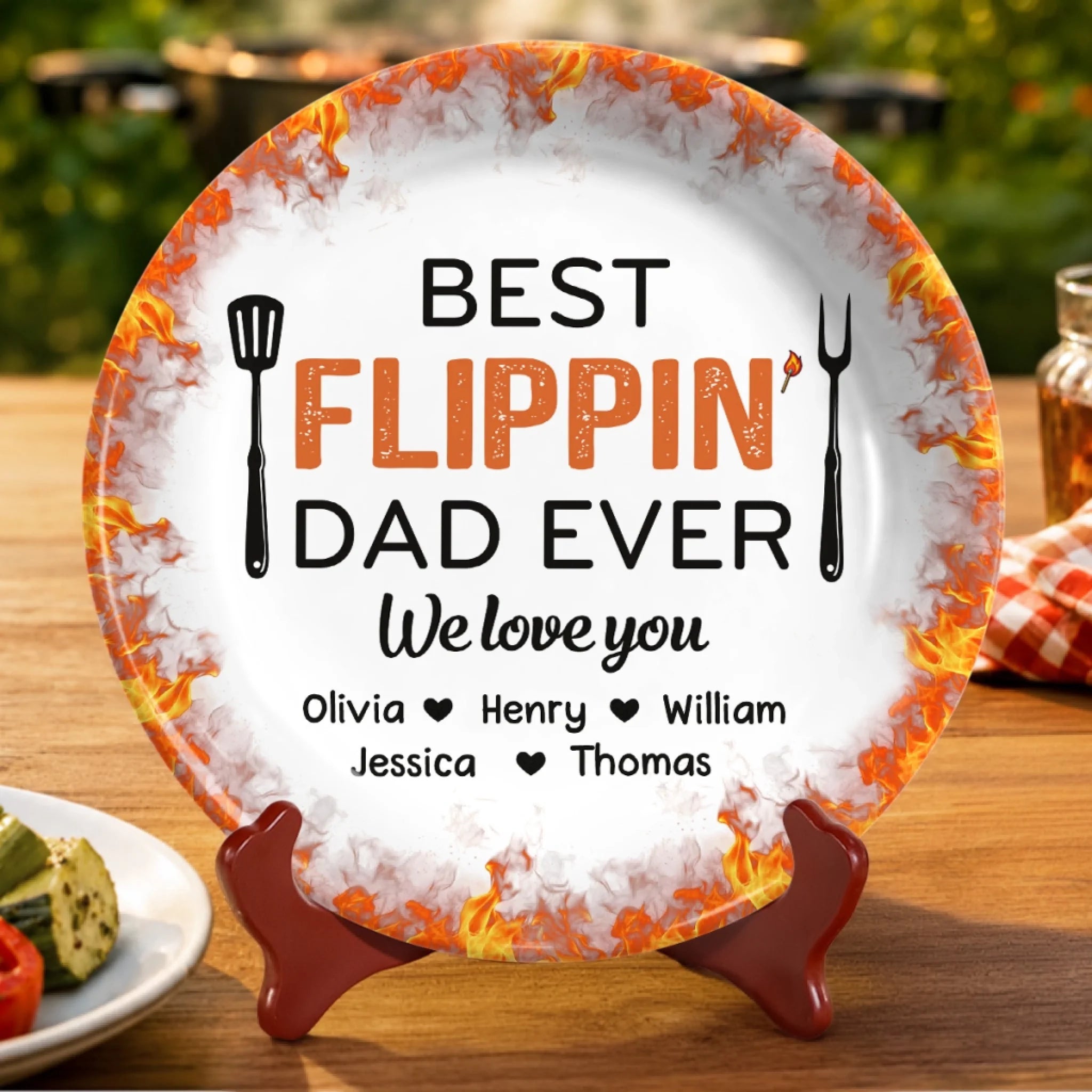 Personalized Ceramic Plate for Dad or Grandpa, Kitchen Boss On Duty Father's Day Birthday Gift