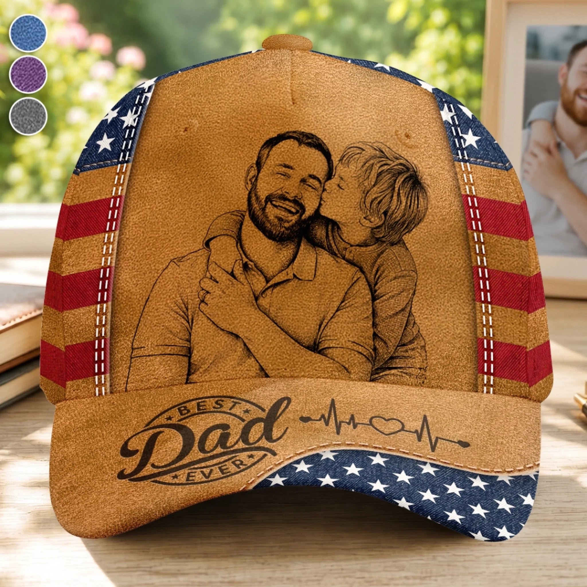 Custom Photo Classic Cap, Personalized Father's Day Gift for Dad or Grandpa, Dad Life Looks Good