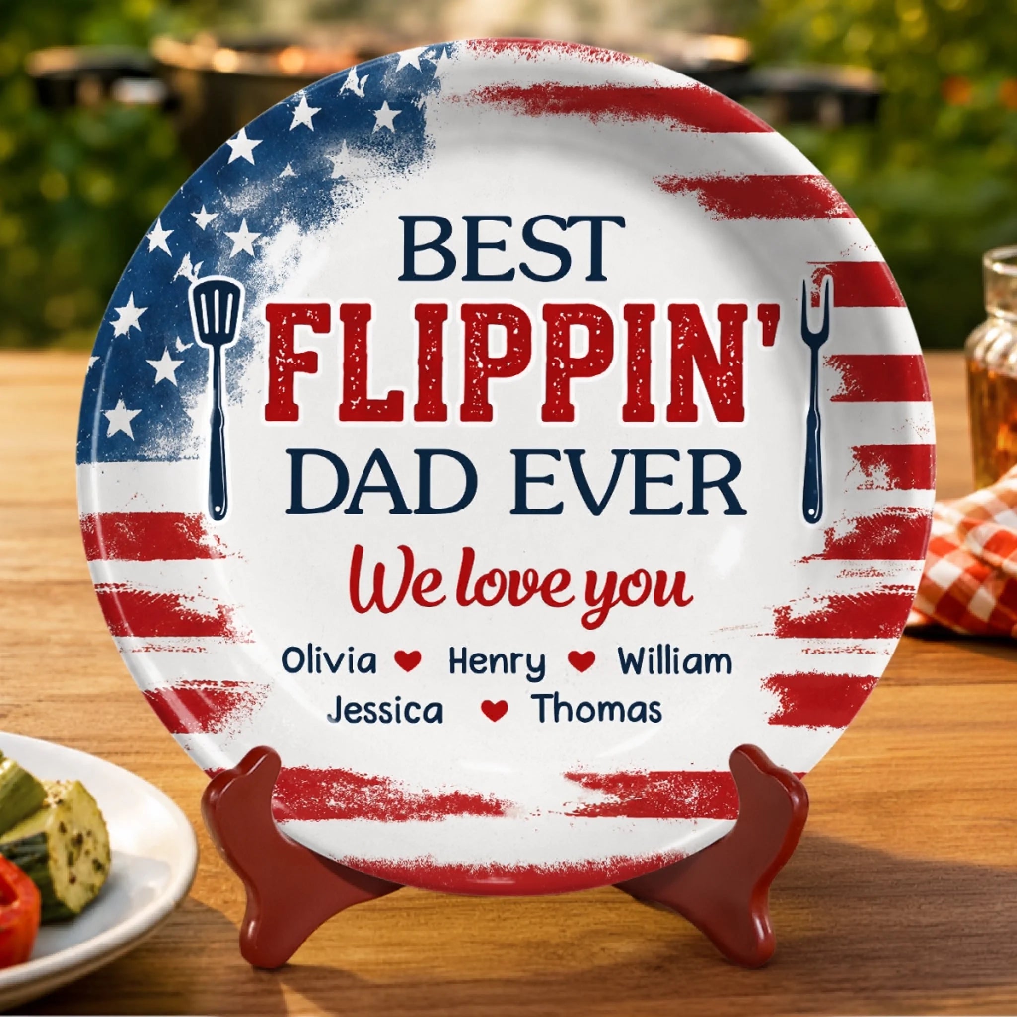 Custom Ceramic Plate for Dad or Grandpa, Personalized Father's Day Birthday Gift with Love Quote