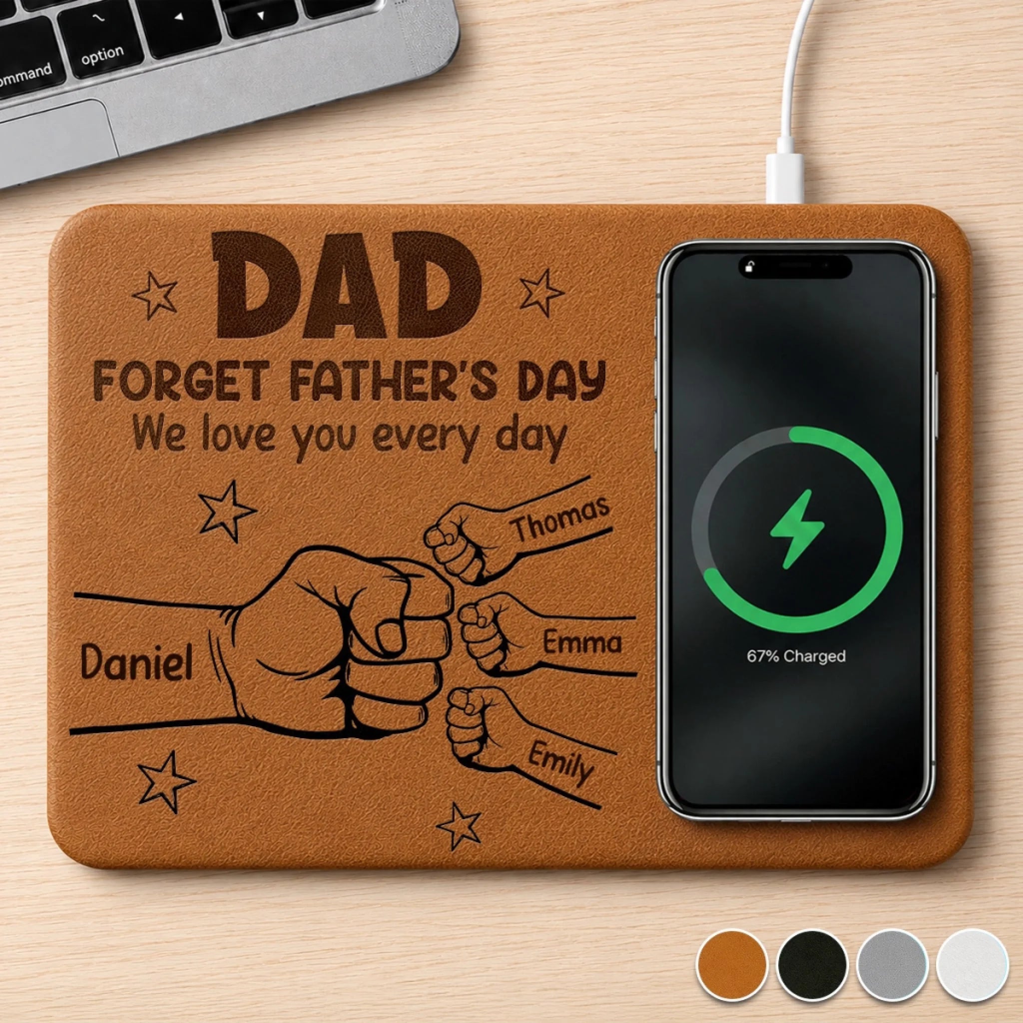 Custom Charging Mat for Dad or Grandpa, Personalized Father’s Day Birthday Gift
