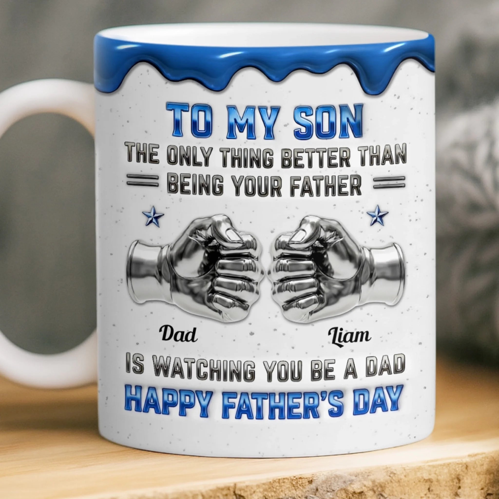Custom 3D Inflated Effect Printed Mug, Personalized Father's Day Birthday Gift for Son