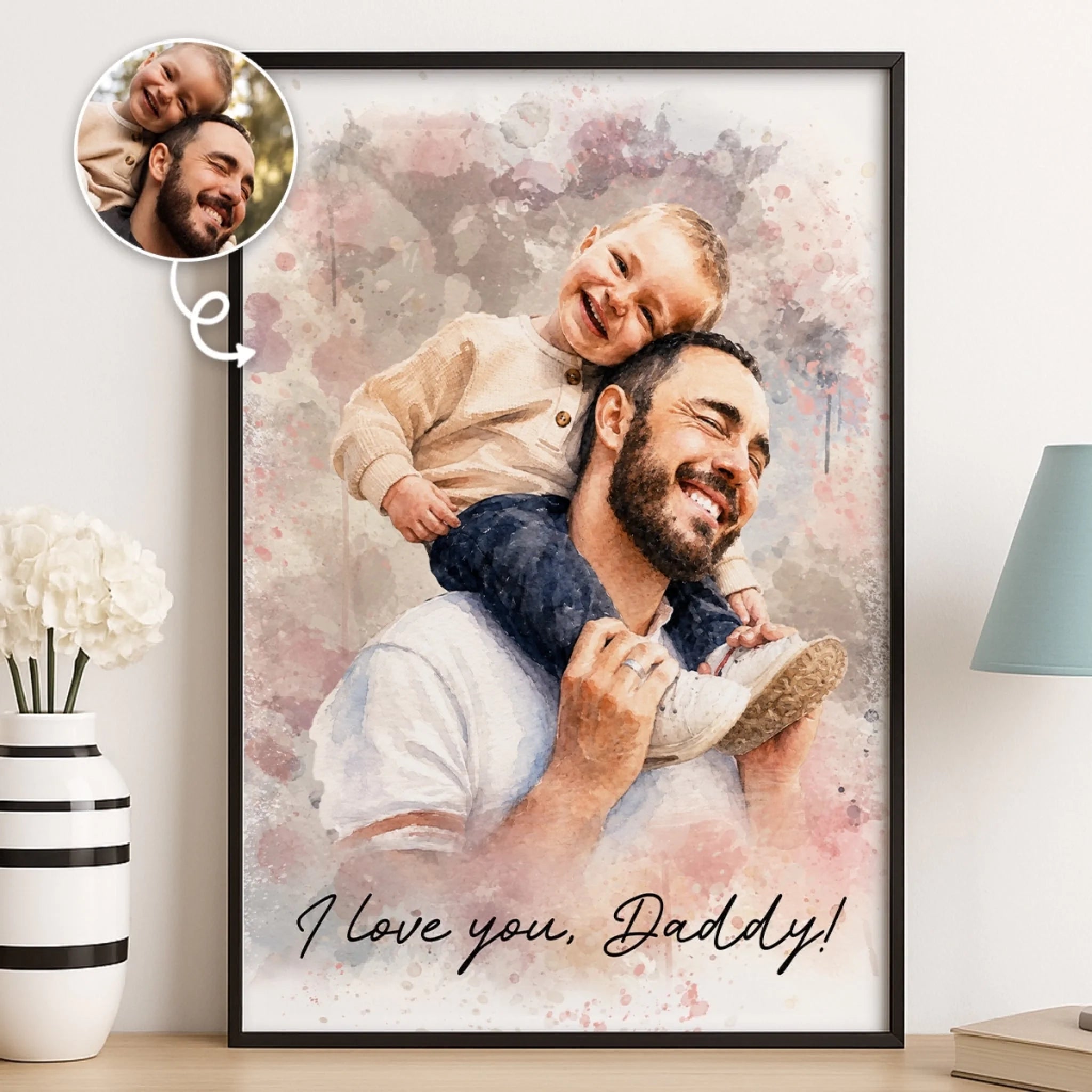 Custom Photo Vertical Poster, Personalized Father’s Day or Birthday Gift for Dad or Grandpa