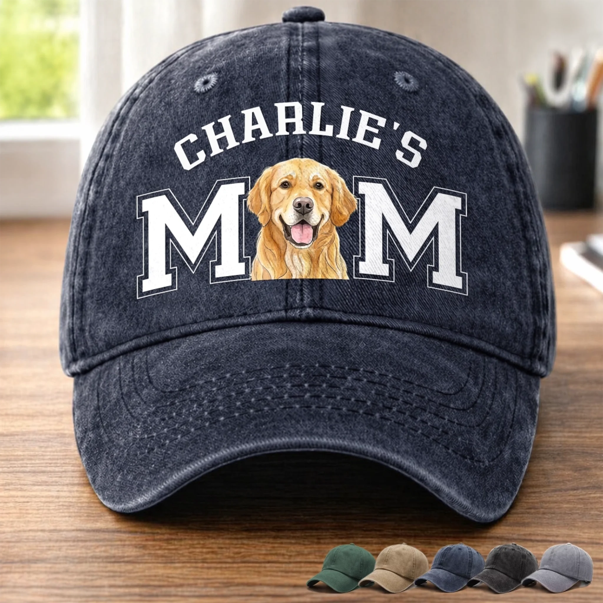 Custom Photo Washed Cotton Cap Personalized Birthday Gift for Dog Cat Lovers