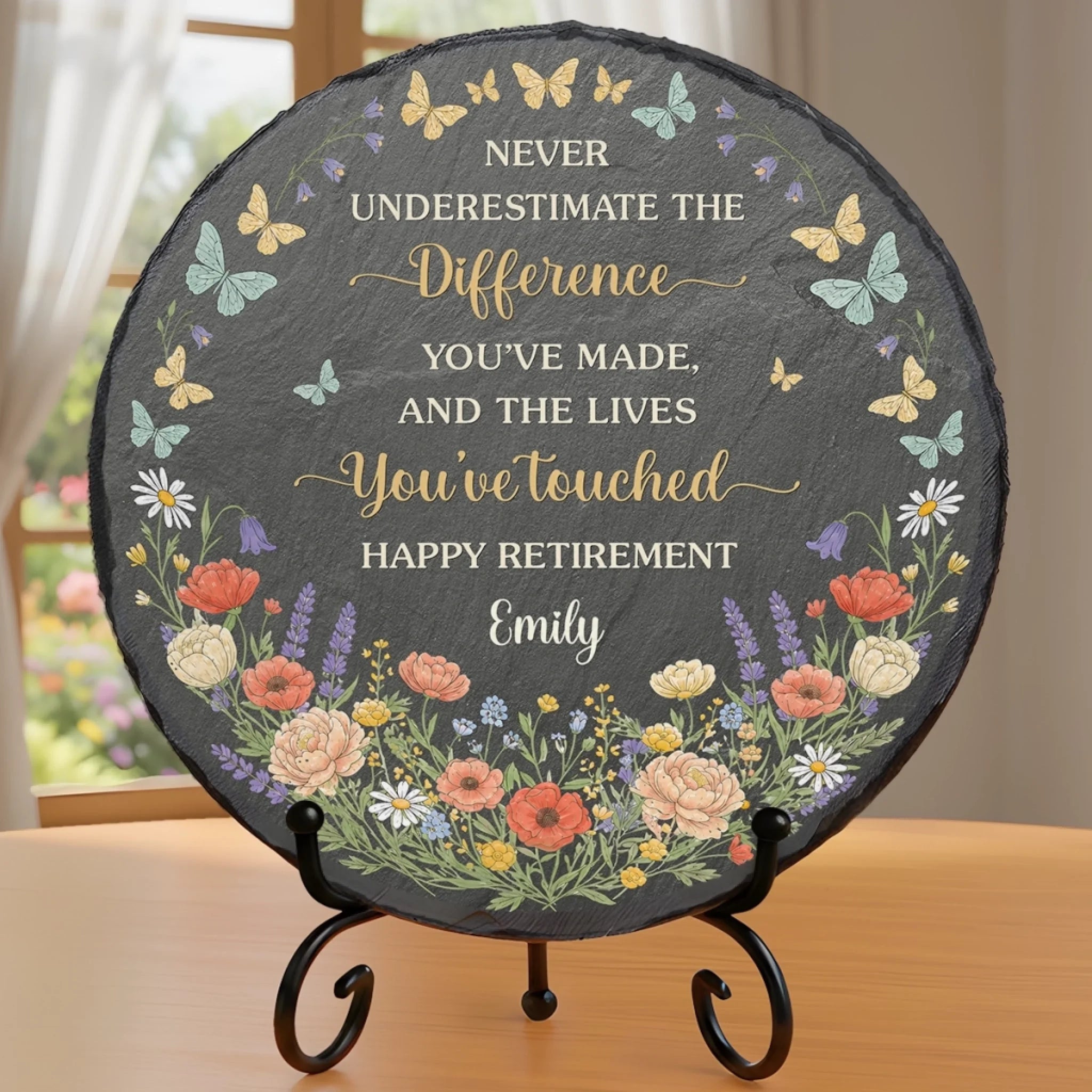 Custom Round Stone With Stand, Personalized Retirement Gift for Women or Men, The Best Is Yet To Come