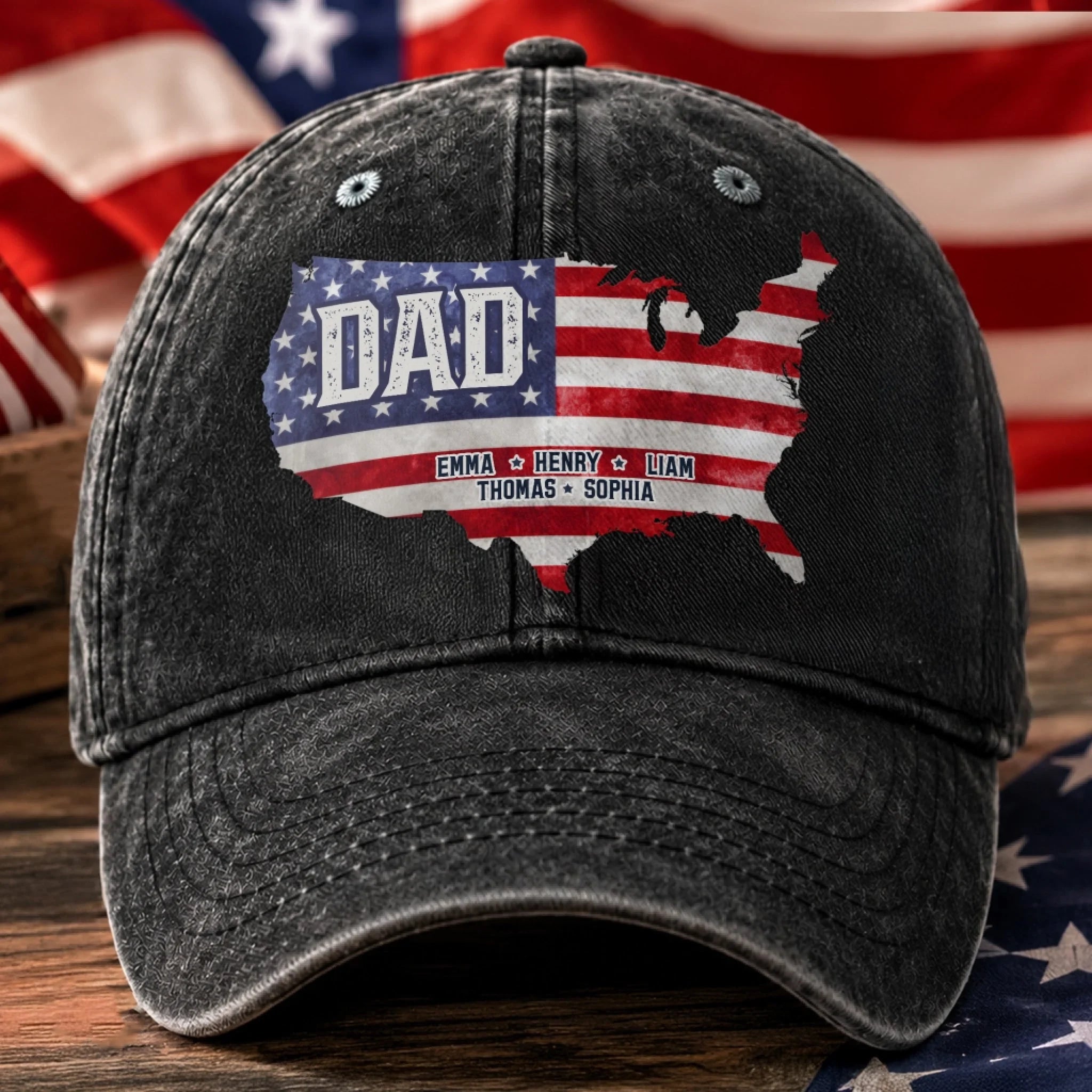 Custom Washed Baseball Cap for Dad or Grandpa, Personalized Father’s Day Birthday Gift