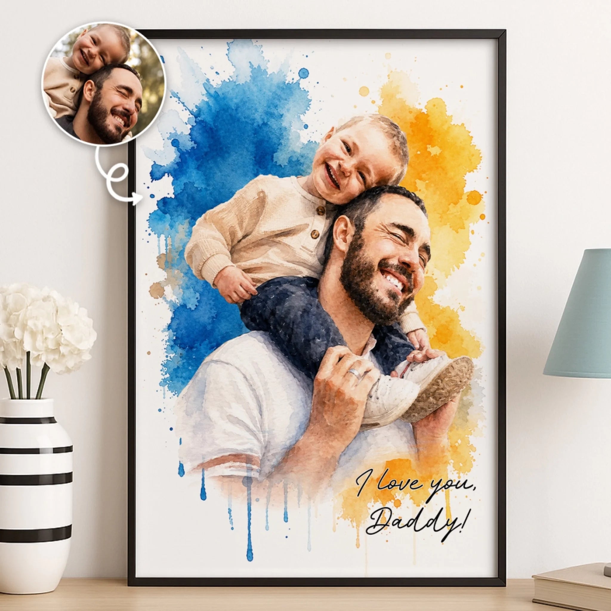 Custom Photo Vertical Poster for Dad or Grandpa, Personalized Father’s Day or Birthday Gift