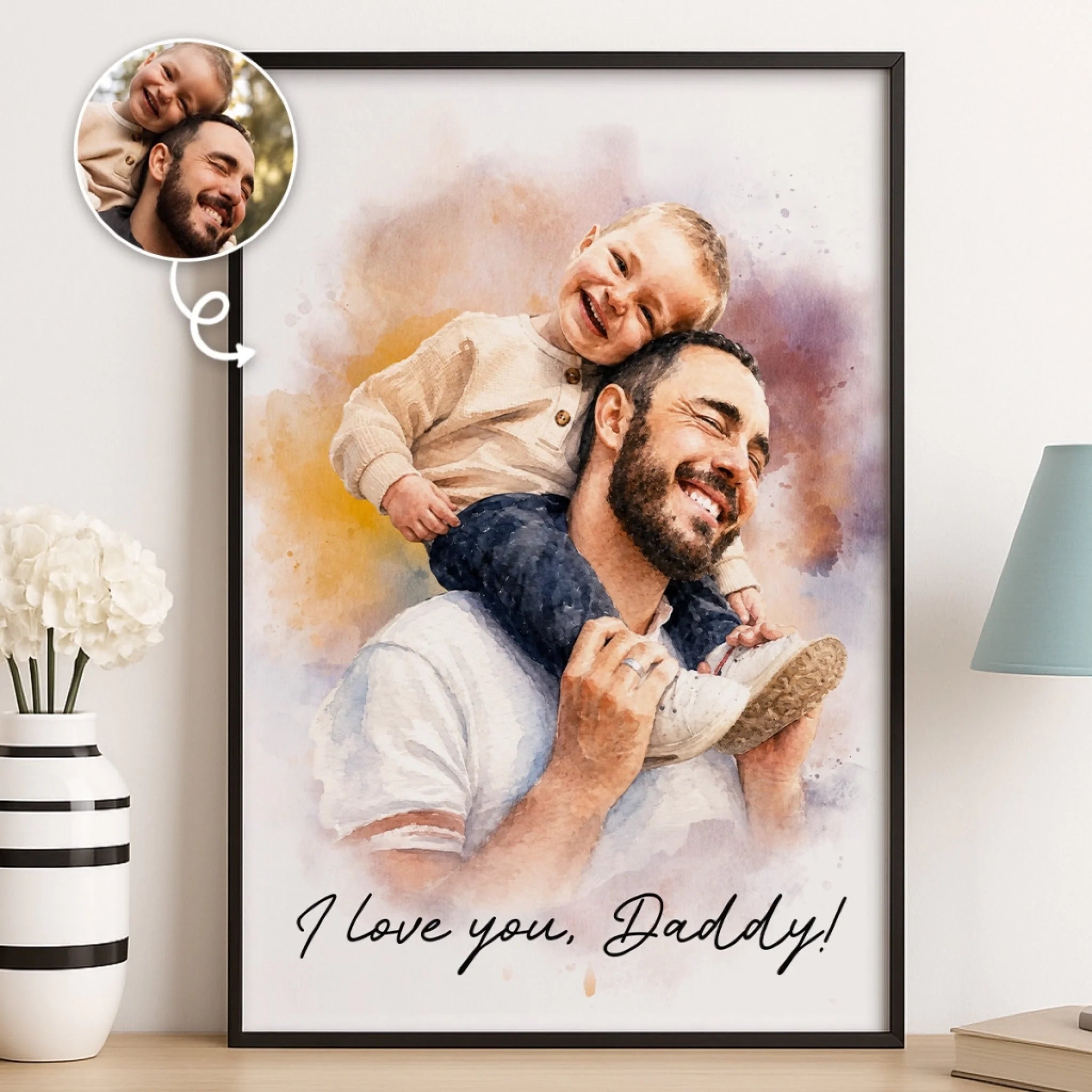 Custom Photo Vertical Poster Personalized Father’s Day or Birthday Gift for Dad and Grandpa