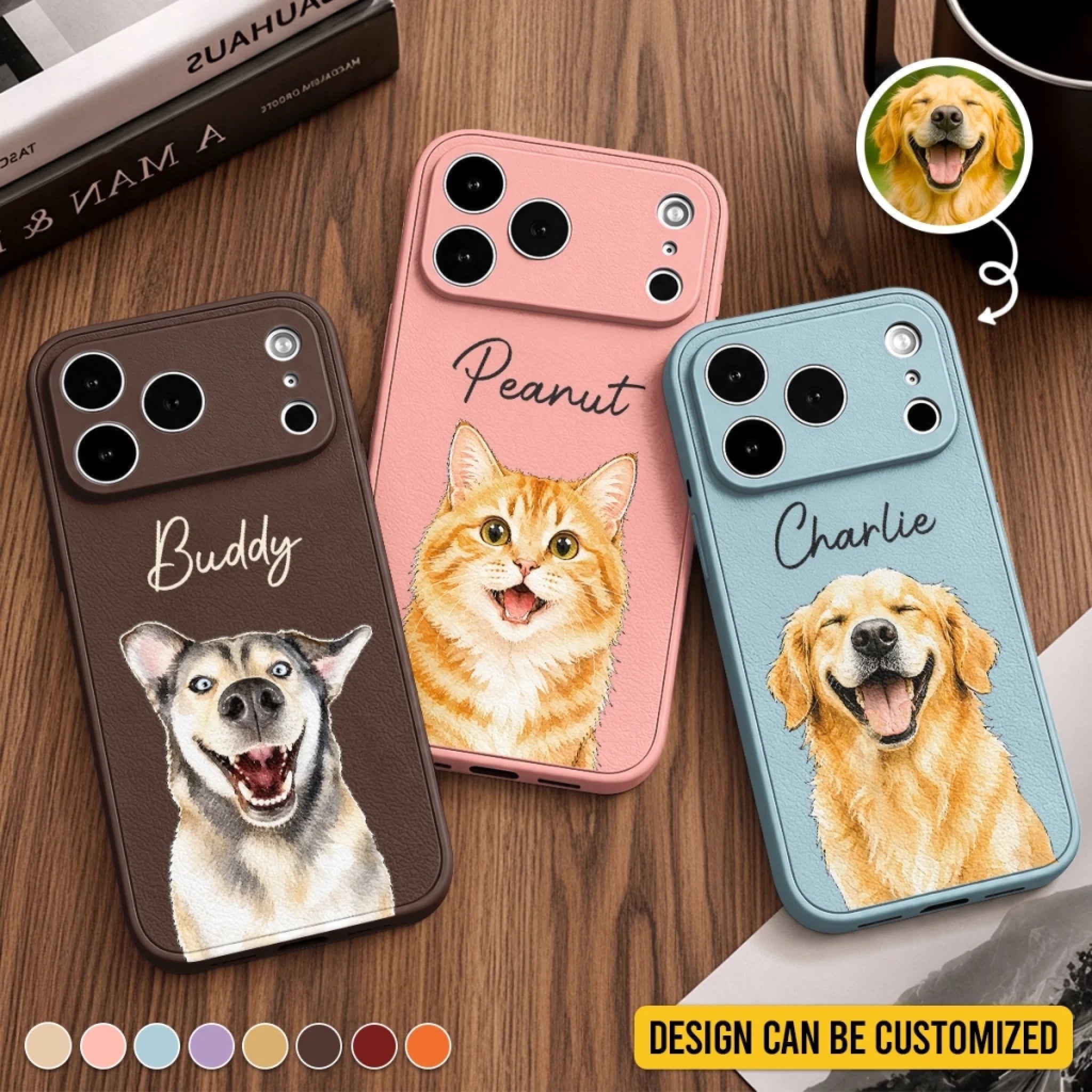 Custom Photo Leather Phone Case Personalized Birthday Gift for Dog and Cat Lovers