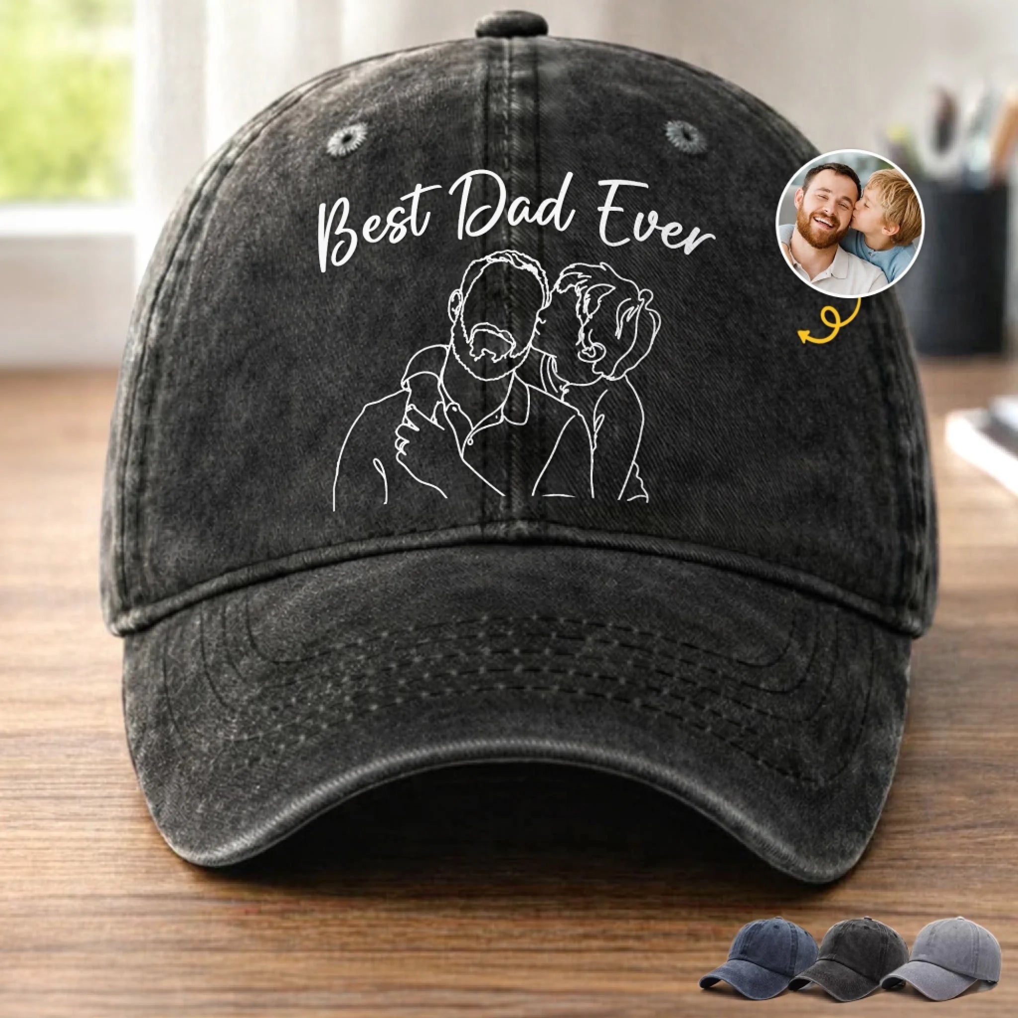 Custom Photo Washed Baseball Cap, Personalized Dad Is My Everyday Hero Gift for Dad or Grandpa