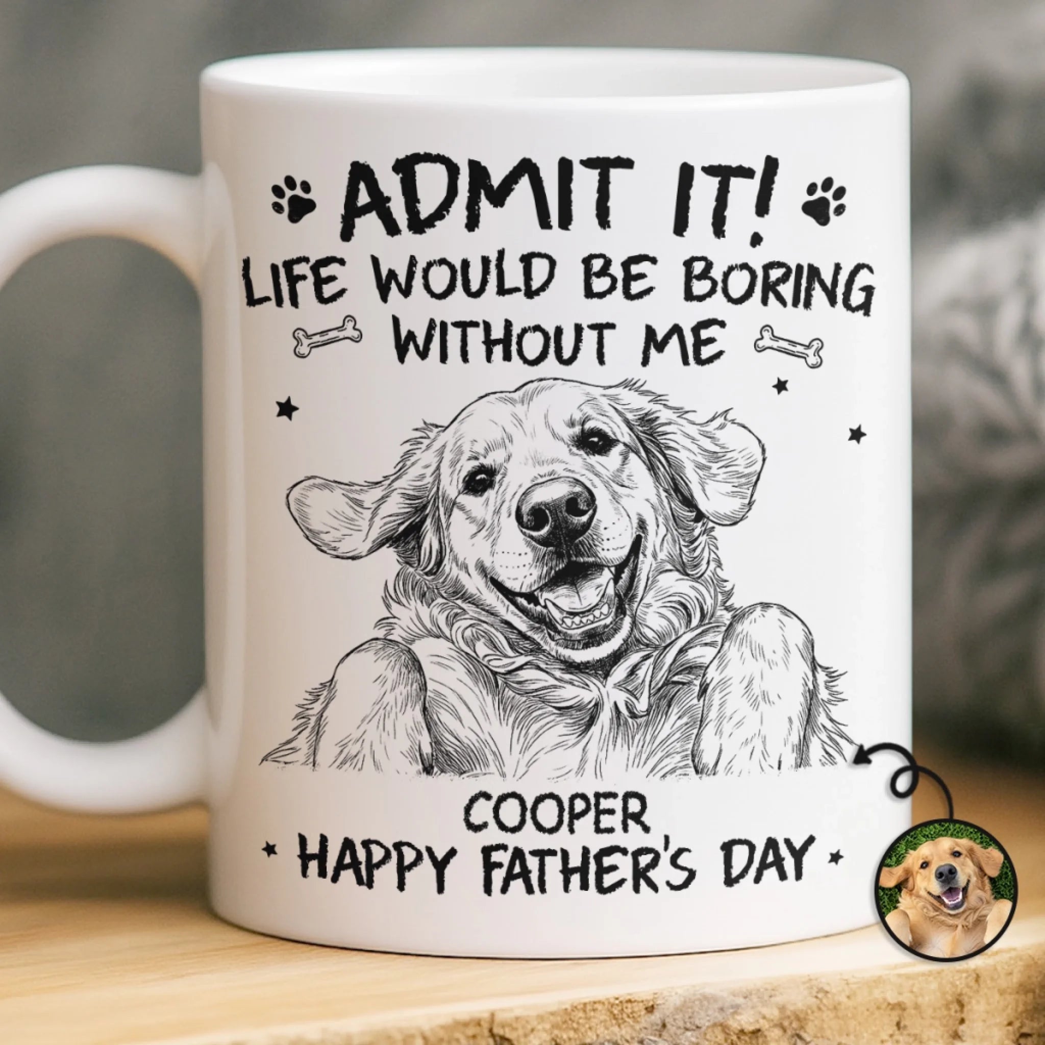 Custom Photo Mug for Dog & Cat Lovers, Personalized Father’s Day Birthday Gift for Pet Parents