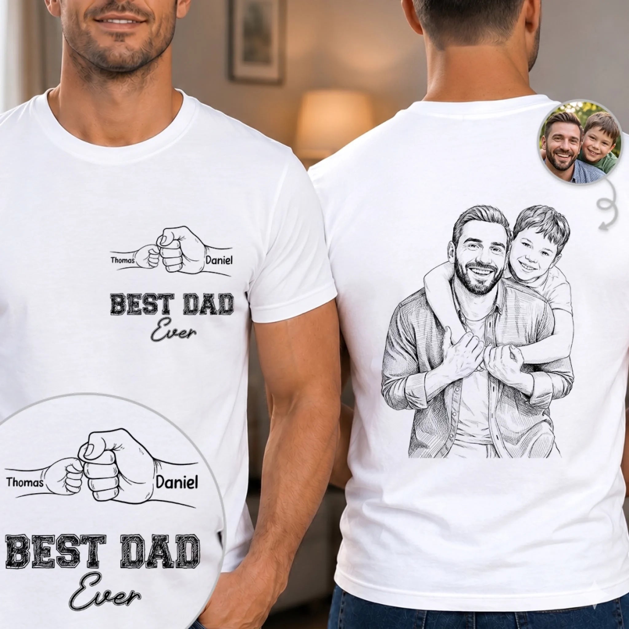 Custom Photo Unisex T-Shirt, Personalized Forever Grateful Gift for Dad or Grandpa