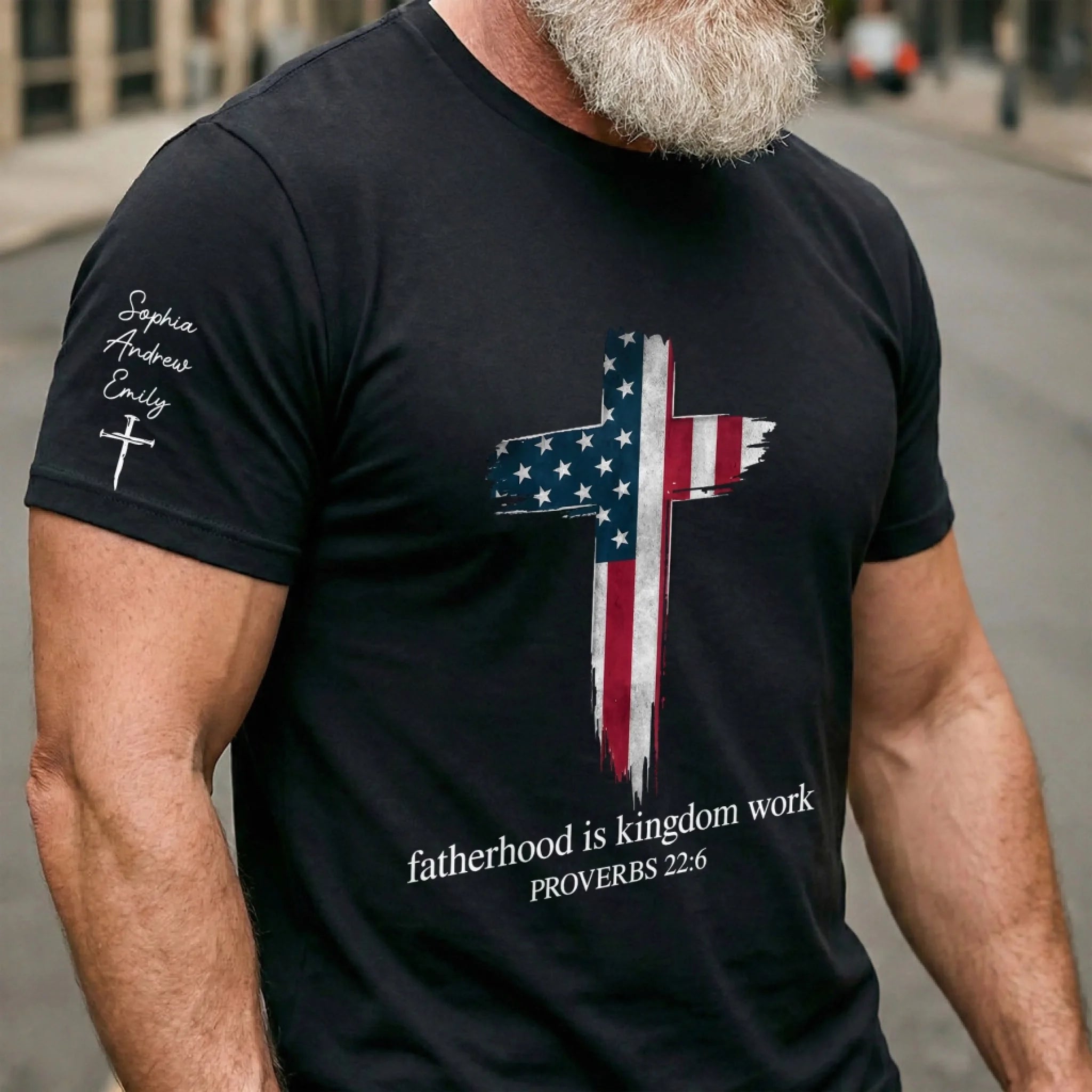 Custom Unisex T-Shirt with Sleeve Design, Personalized Father’s Day Birthday Gift for Dad or Grandpa
