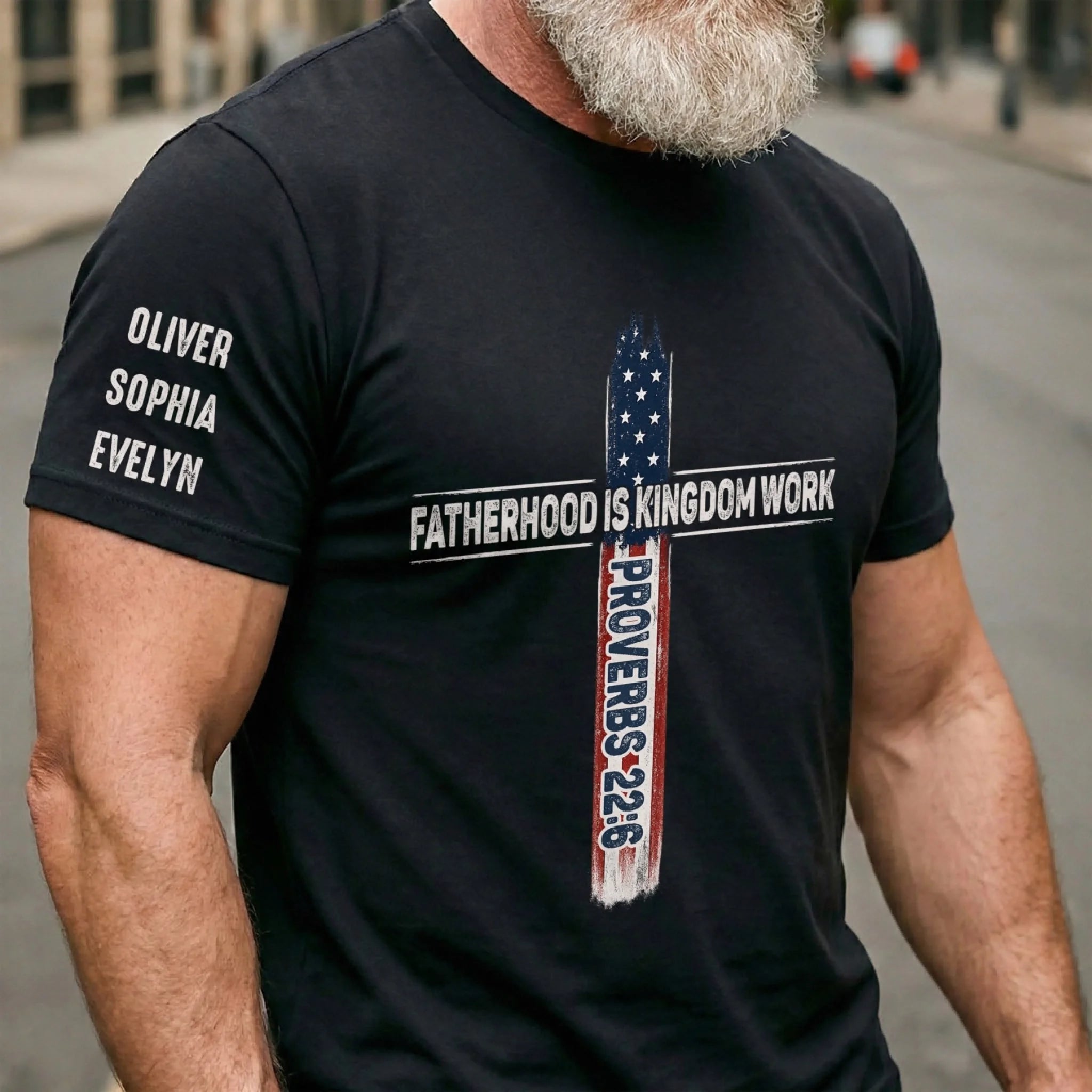 Custom Unisex T-Shirt with Sleeve Design, Personalized Father’s Day Gift for Dad or Grandpa