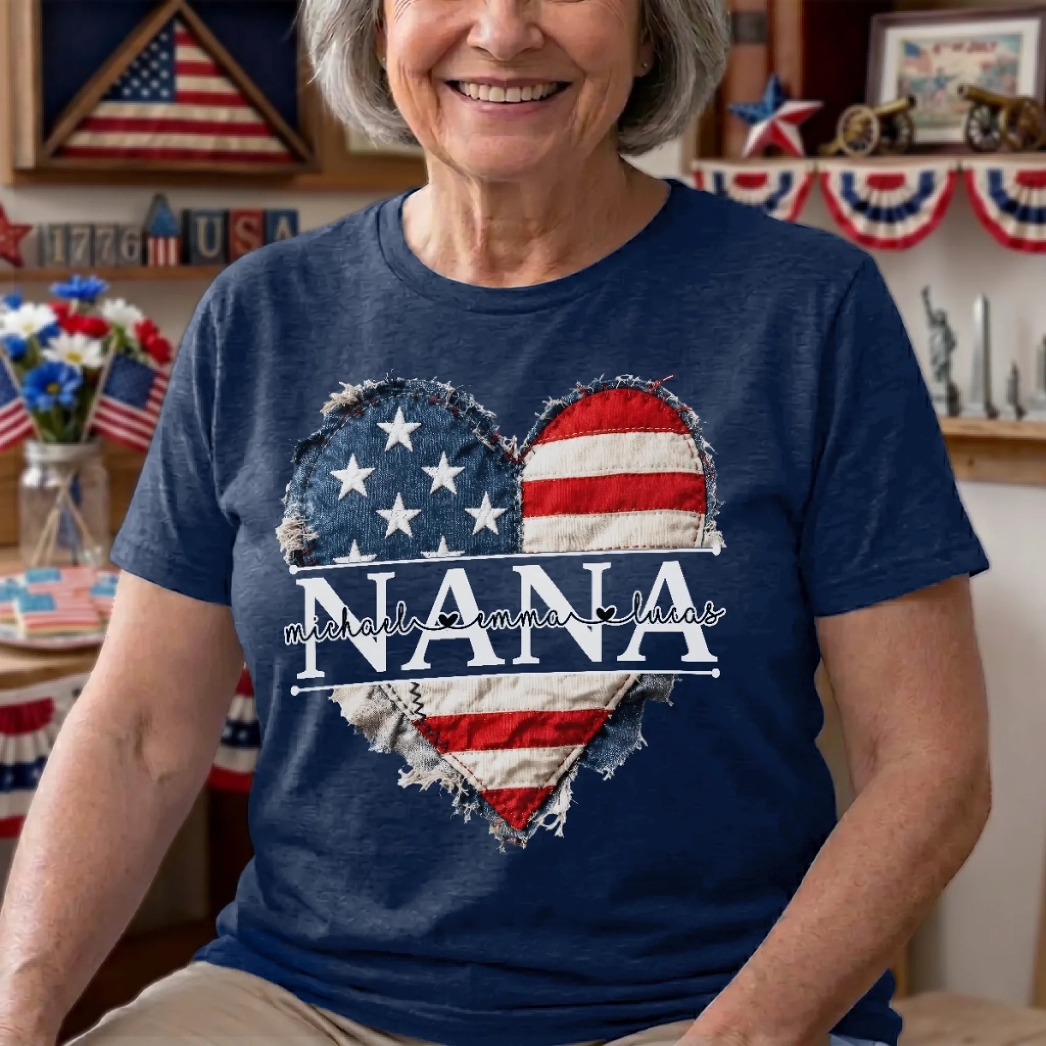 Personalized 4th of July T-Shirt or Hoodie for Mom Grandma, Blessed With Generations of Love
